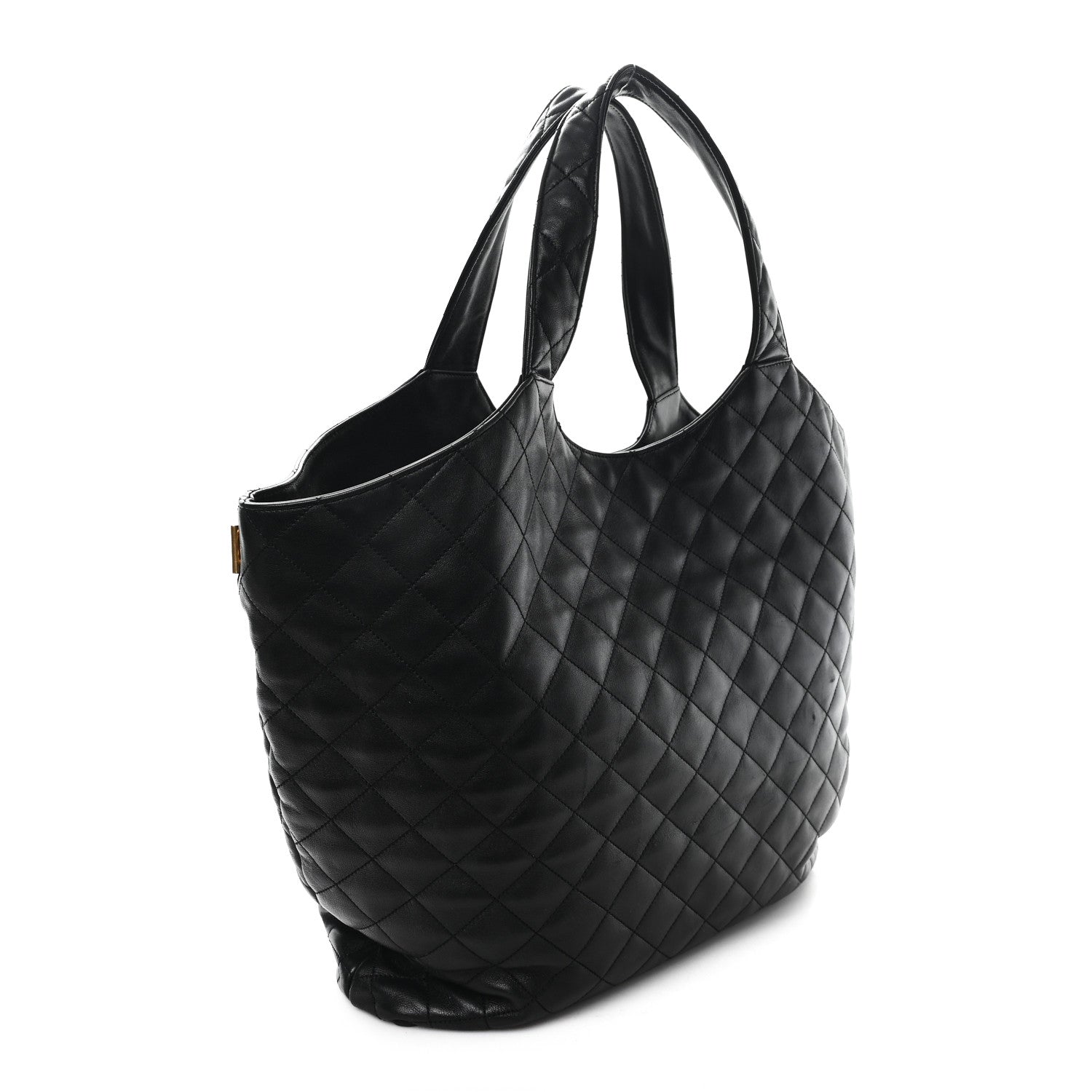 Lambskin Quilted Maxi Icare Shopping Tote Black
