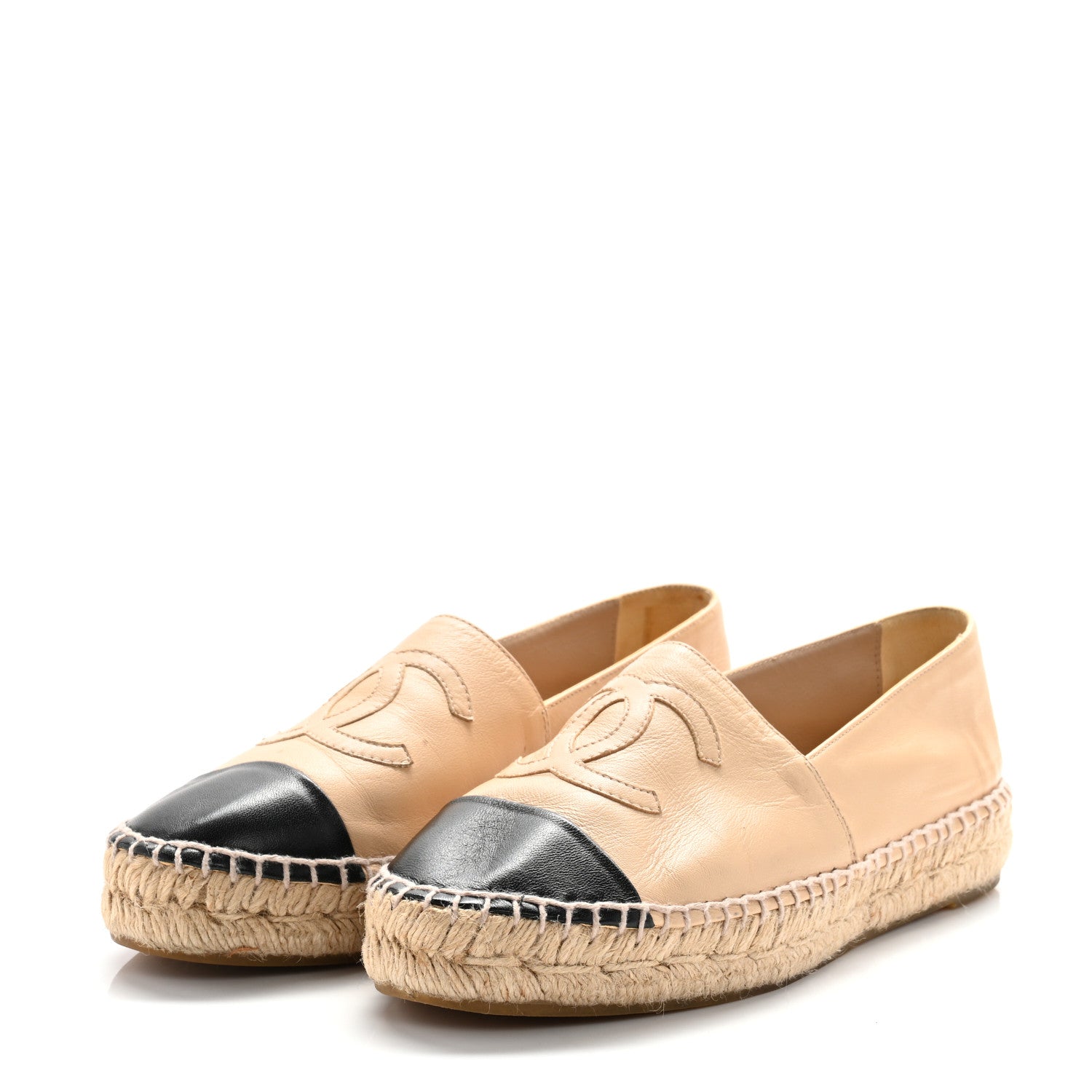 Lambskin CC Espadrilles 37 Beige Black