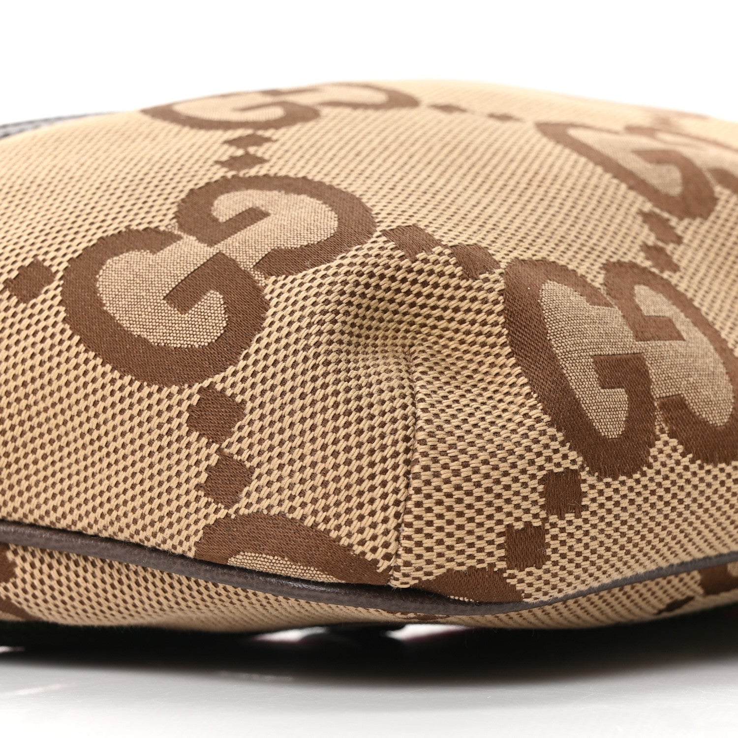 Monogram Jumbo GG Textured Dollar Calfskin Web Belt Bag Camel Ebony New Acero