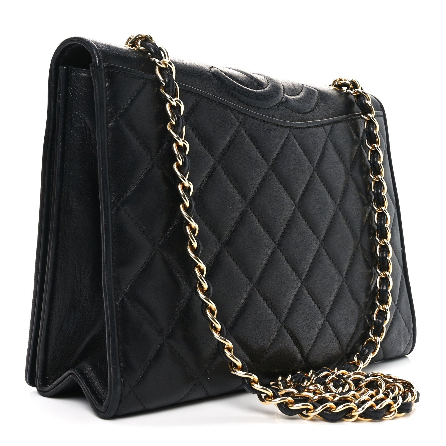 Lambskin Quilted CC Small Single Flap Black