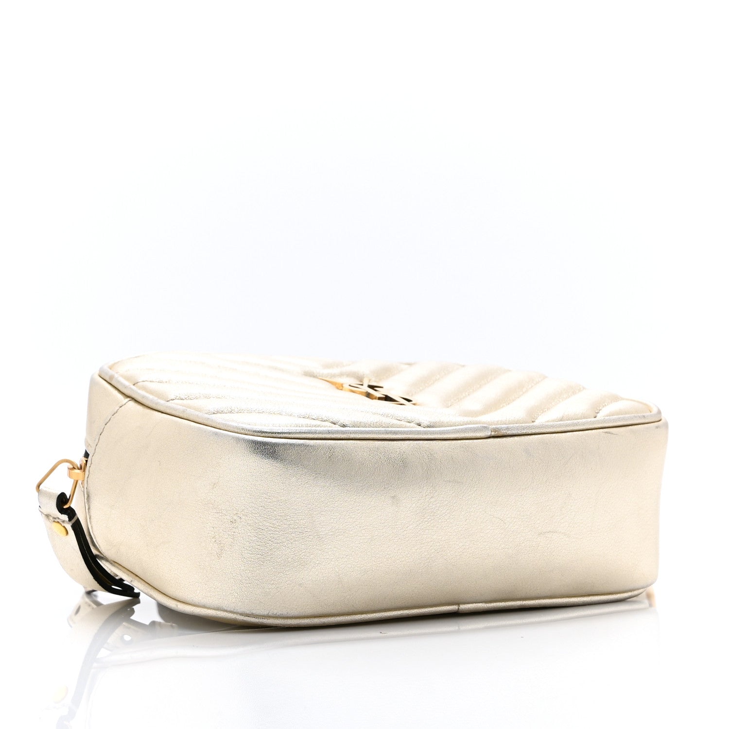 Metallic Calfskin Matelasse Monogram Lou Belt Bag Platino
