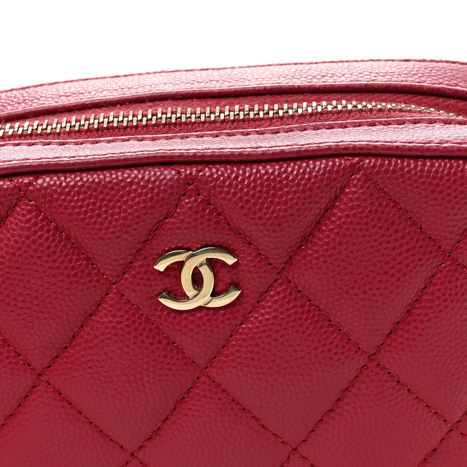 Caviar Quilted Camera Case Dark Pink