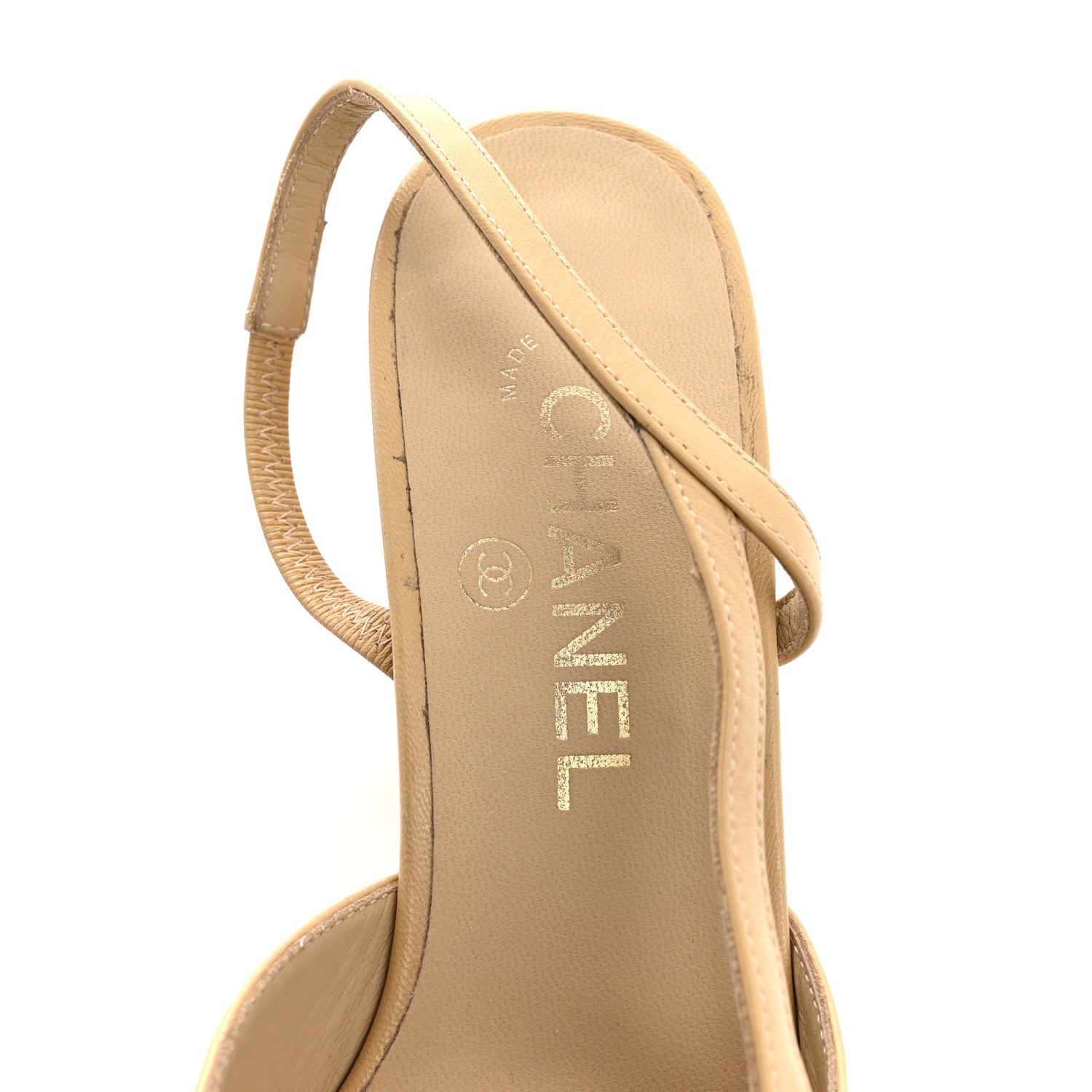 Goatskin Grosgrain Cap Toe CC Slingback Pumps 37.5 Beige Black