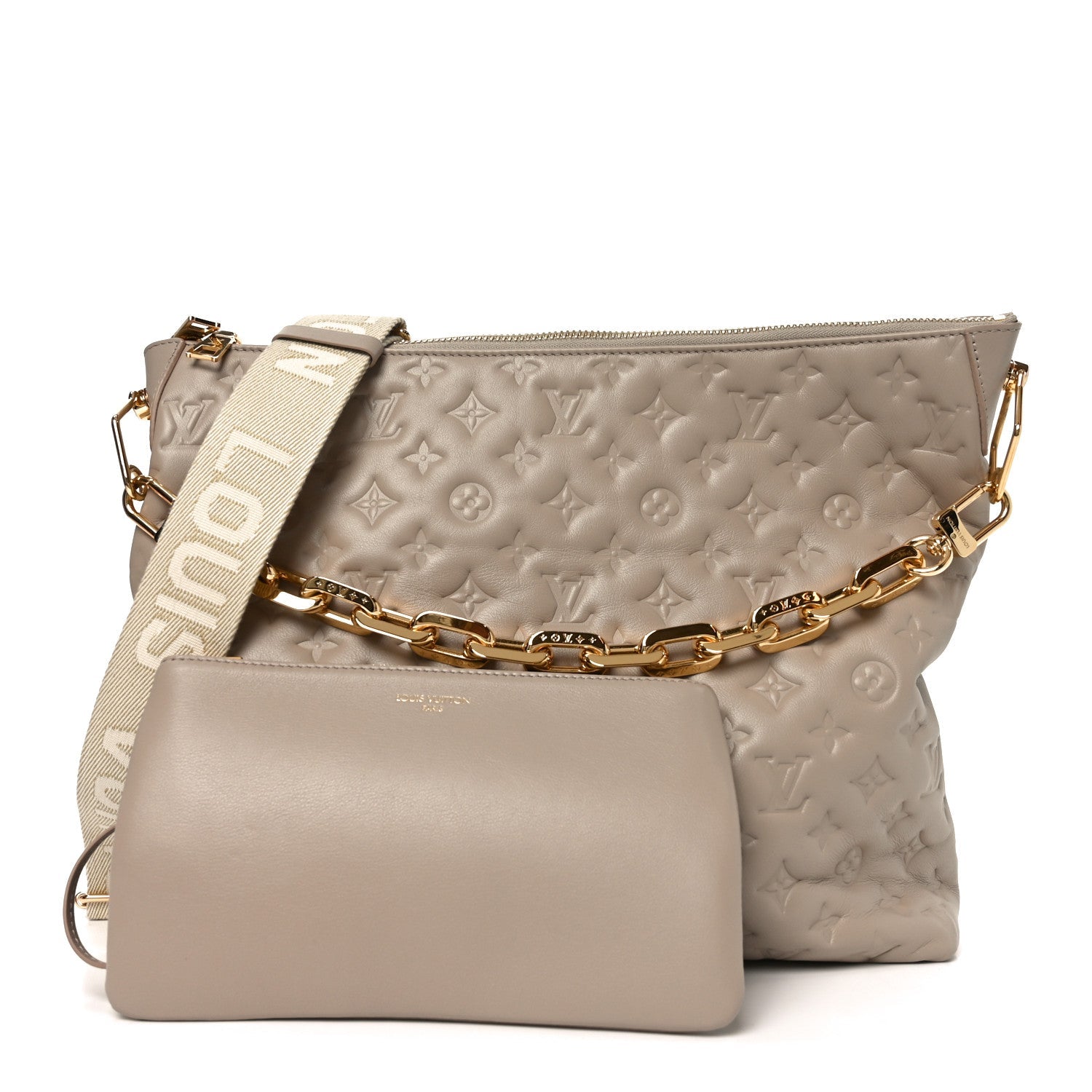 Lambskin Embossed Monogram Coussin Hobo MM Galet