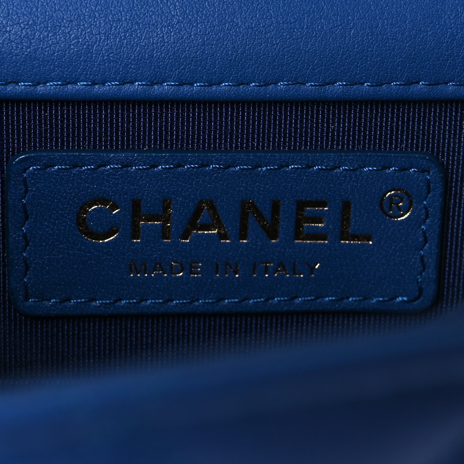 Calfskin Quilted North South Boy Flap Blue