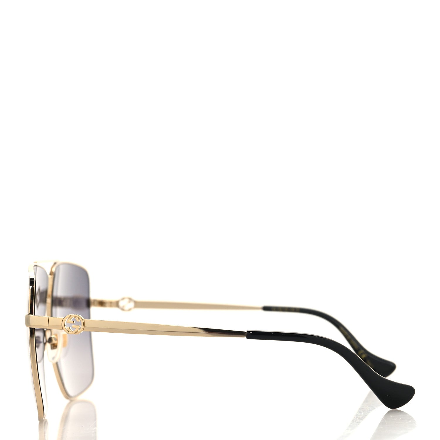 Metal Navigator Square Sunglasses GG1087S Gold Black