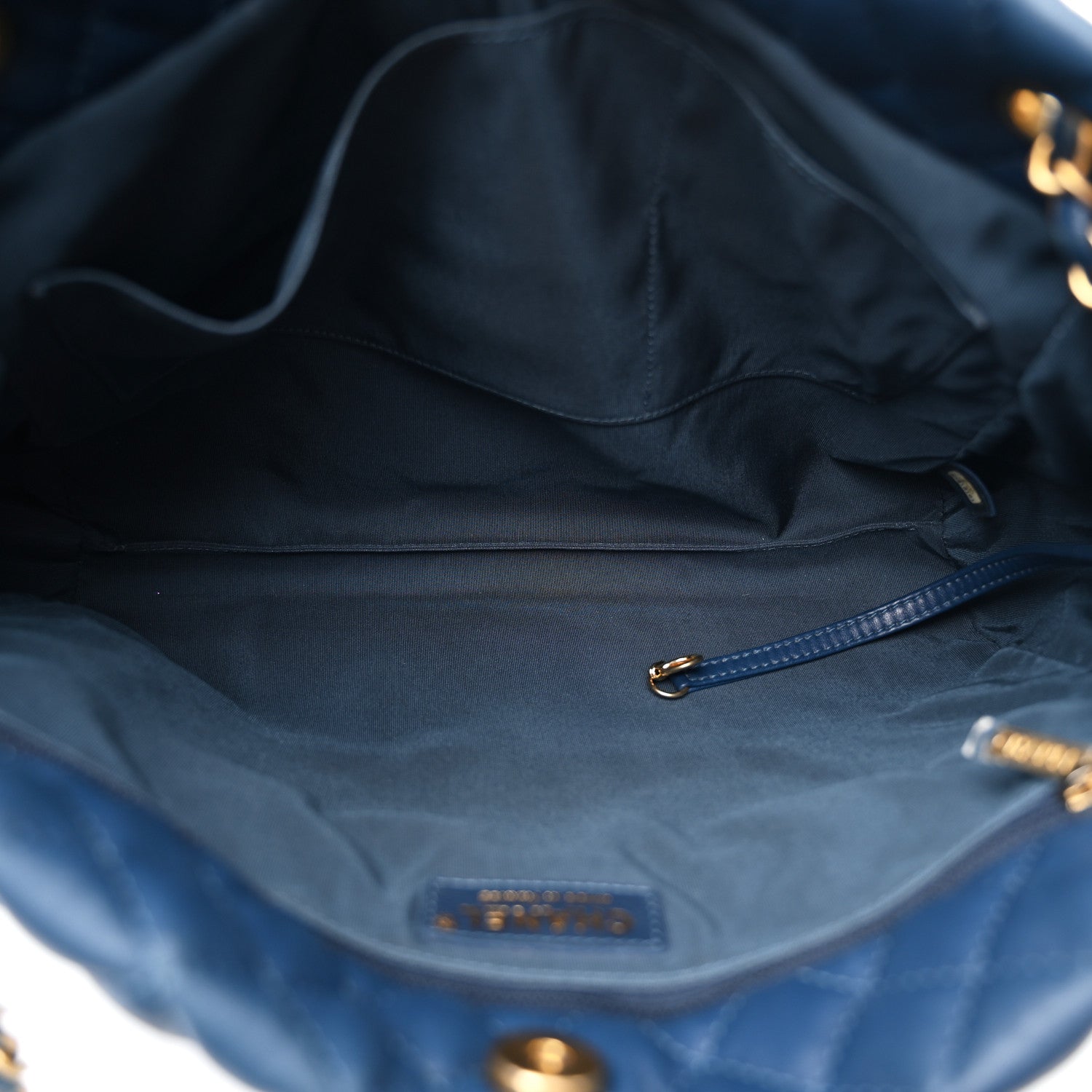 Lambskin Quilted Large Fluffy CC Shopping Tote Blue