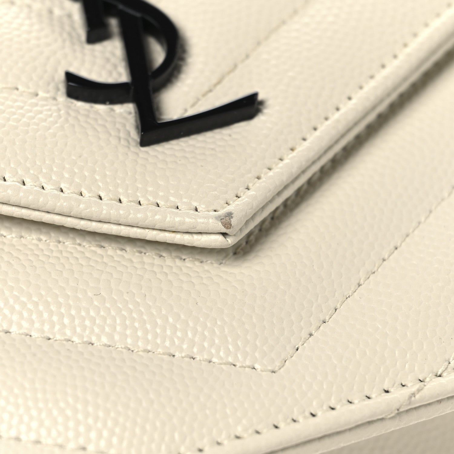 Grain De Poudre Matelasse Chevron Monogram Envelope Chain Wallet Dove White