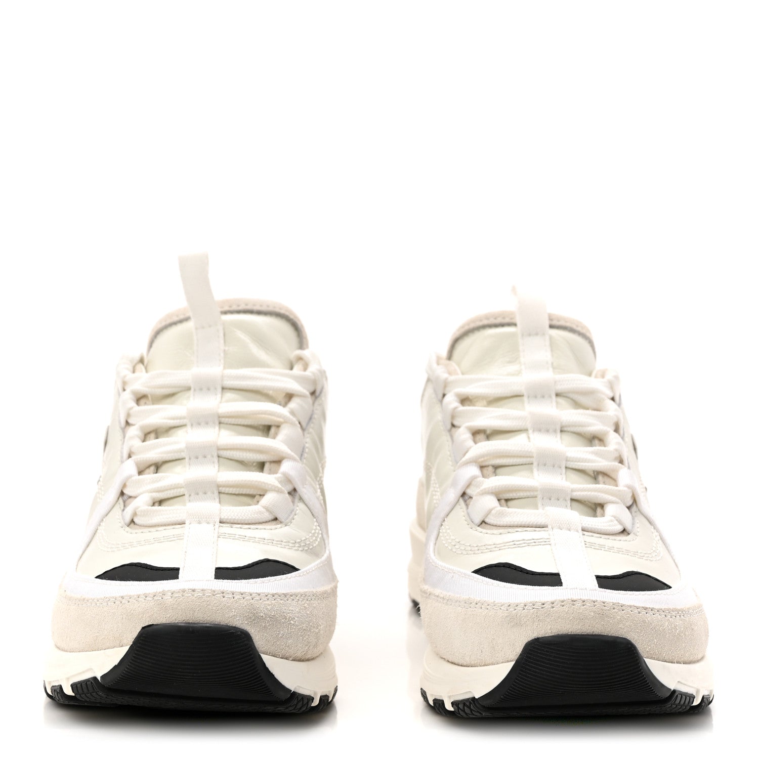 Suede Calfskin Womens CC Sneakers 36.5 White Black