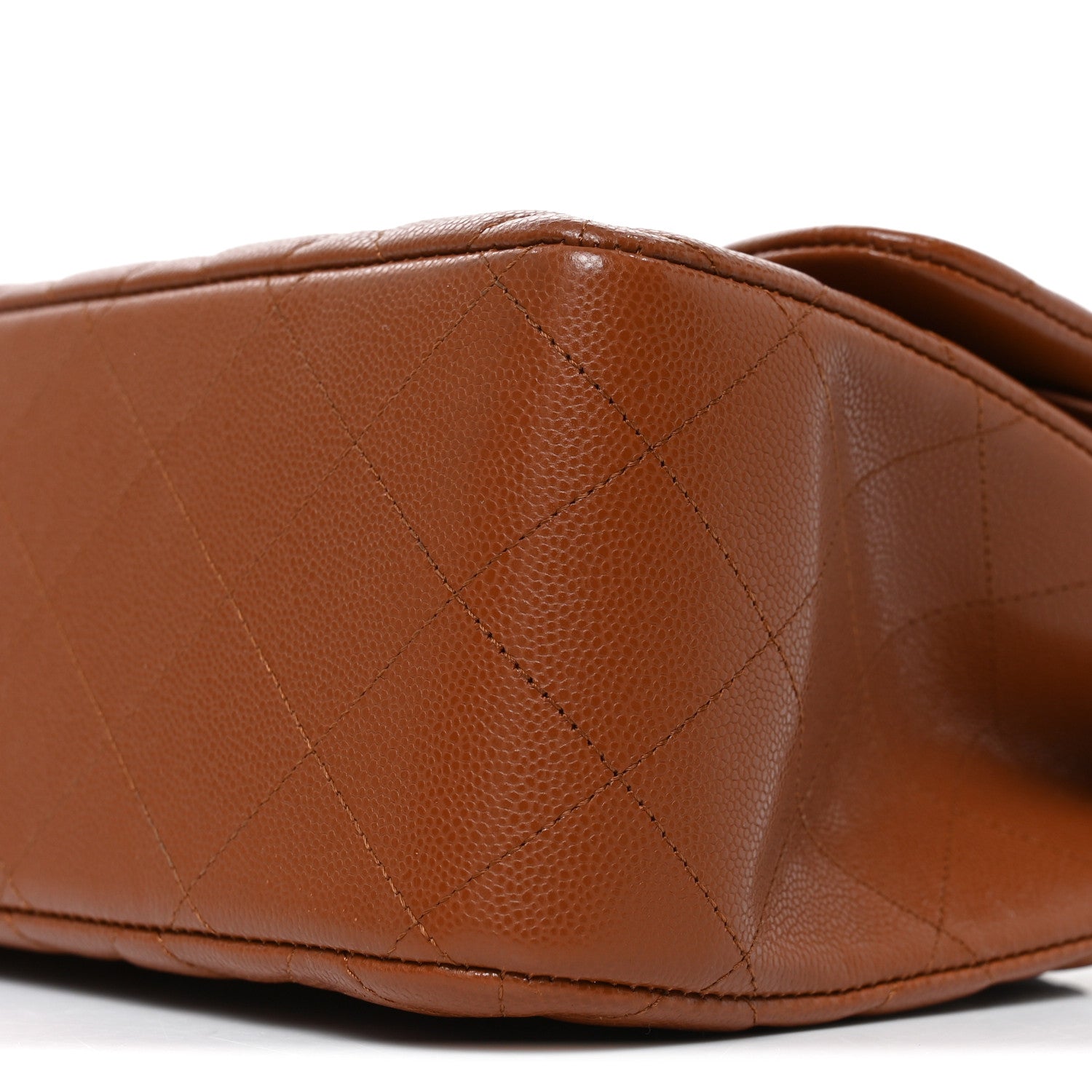 Caviar Quilted Jumbo Double Flap Light Brown