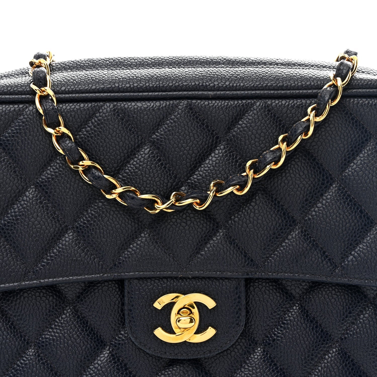 Caviar Quilted CC Shoulder Bag Navy