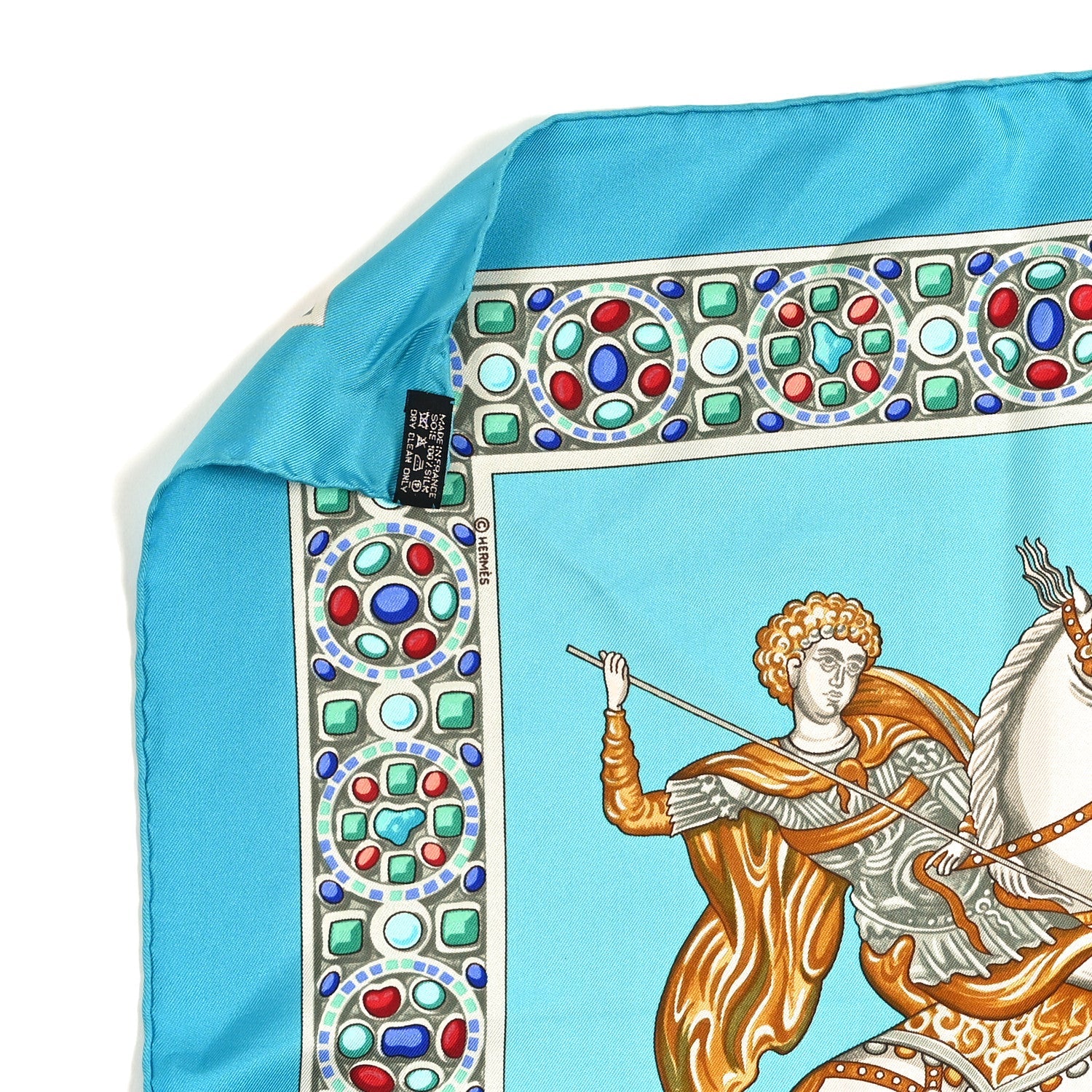 Silk Le Triomphe Du Paladin Scarf 90 Blue Multicolor