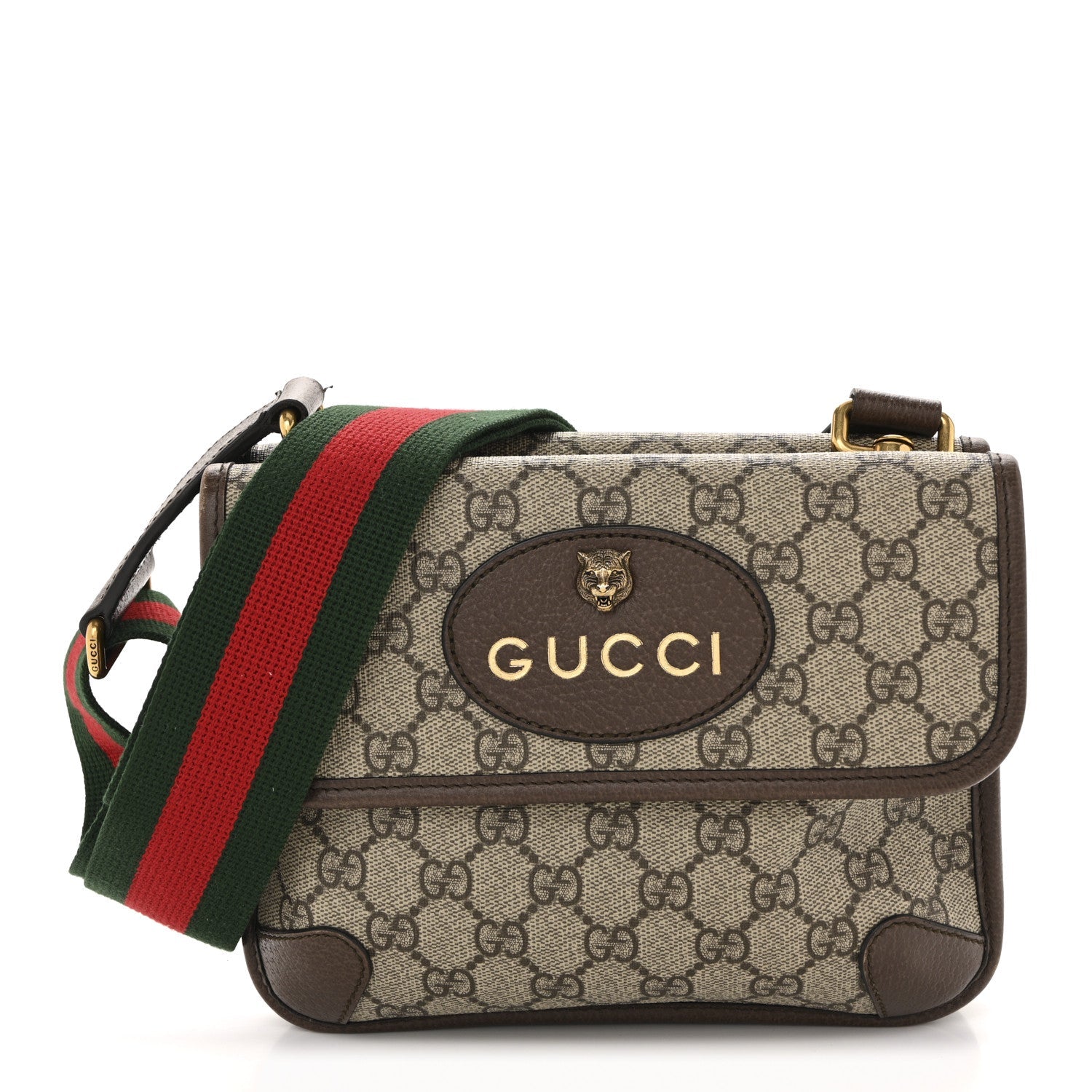 GG Supreme Monogram Web Small Neo Vintage Double Flap Messenger Bag Beige New Acero