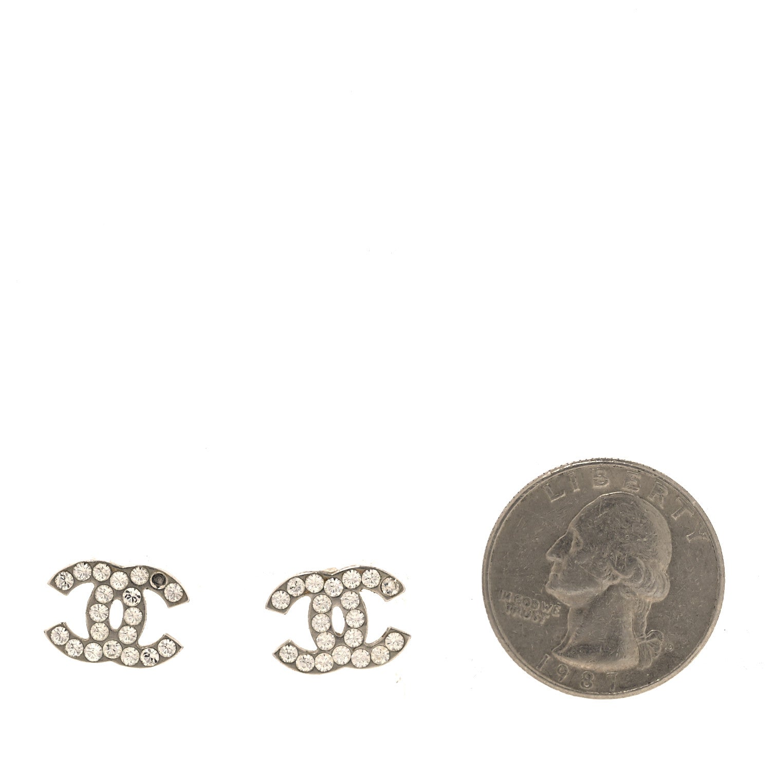 Crystal Mini CC Earrings Silver