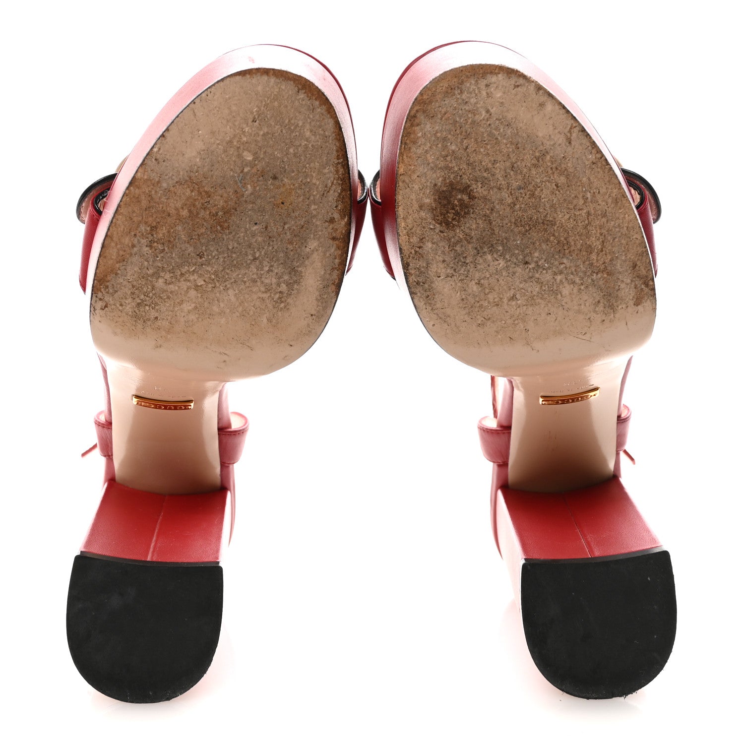 Calfskin GG Marmont Ankle Wrap 30/115mm Platform Sandals 38 Hibiscus Red