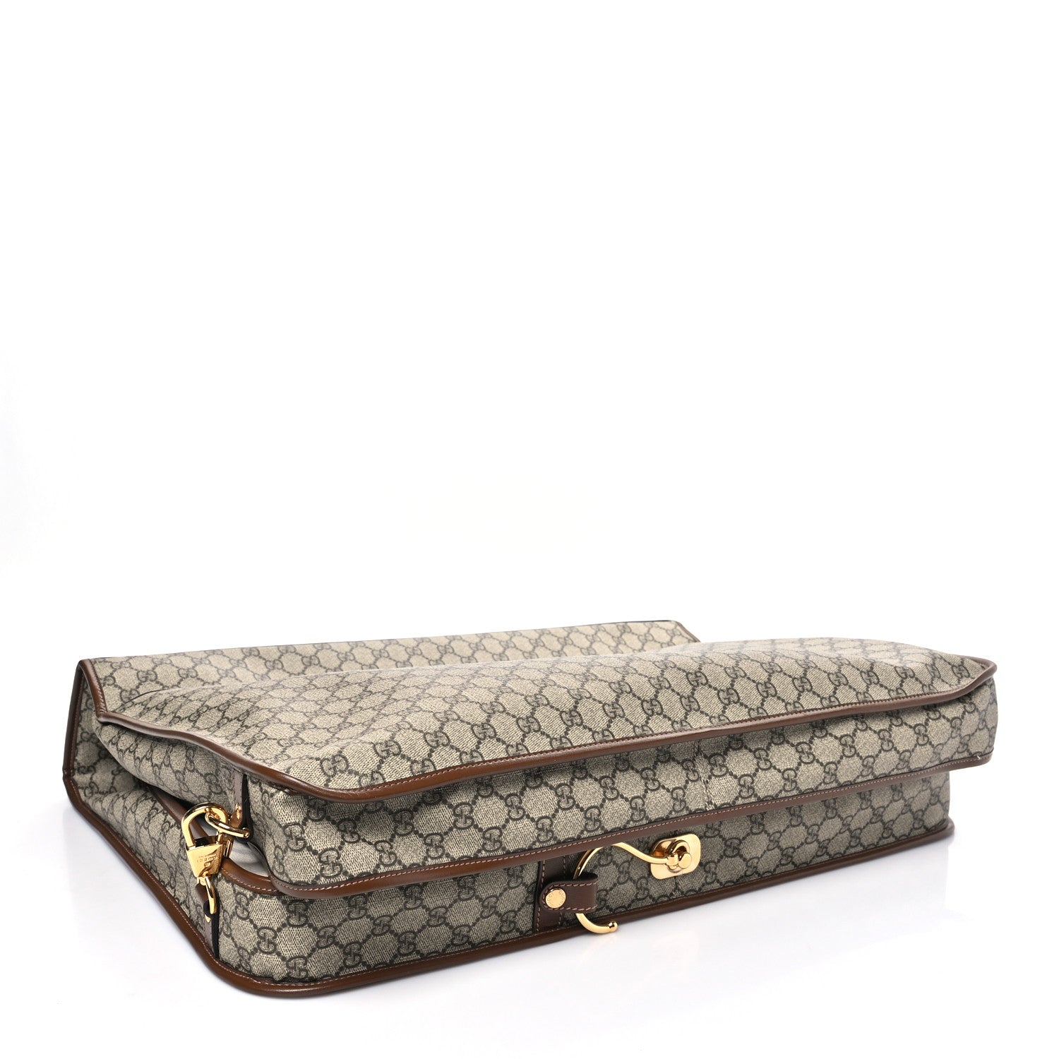 GG Supreme Monogram Azalea Calfskin Retro Interlocking G Garment Bag Beige Ebony Brown Sugar