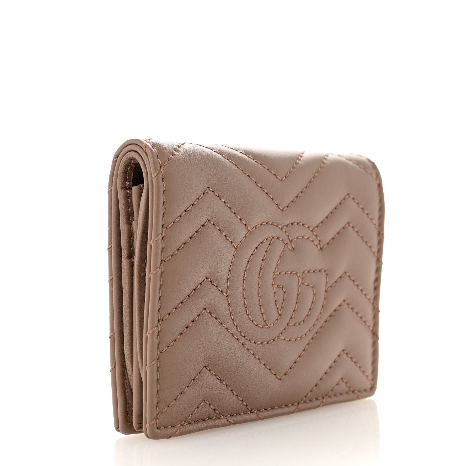 Calfskin Matelasse GG Marmont Card Case Wallet Porcelain Rose