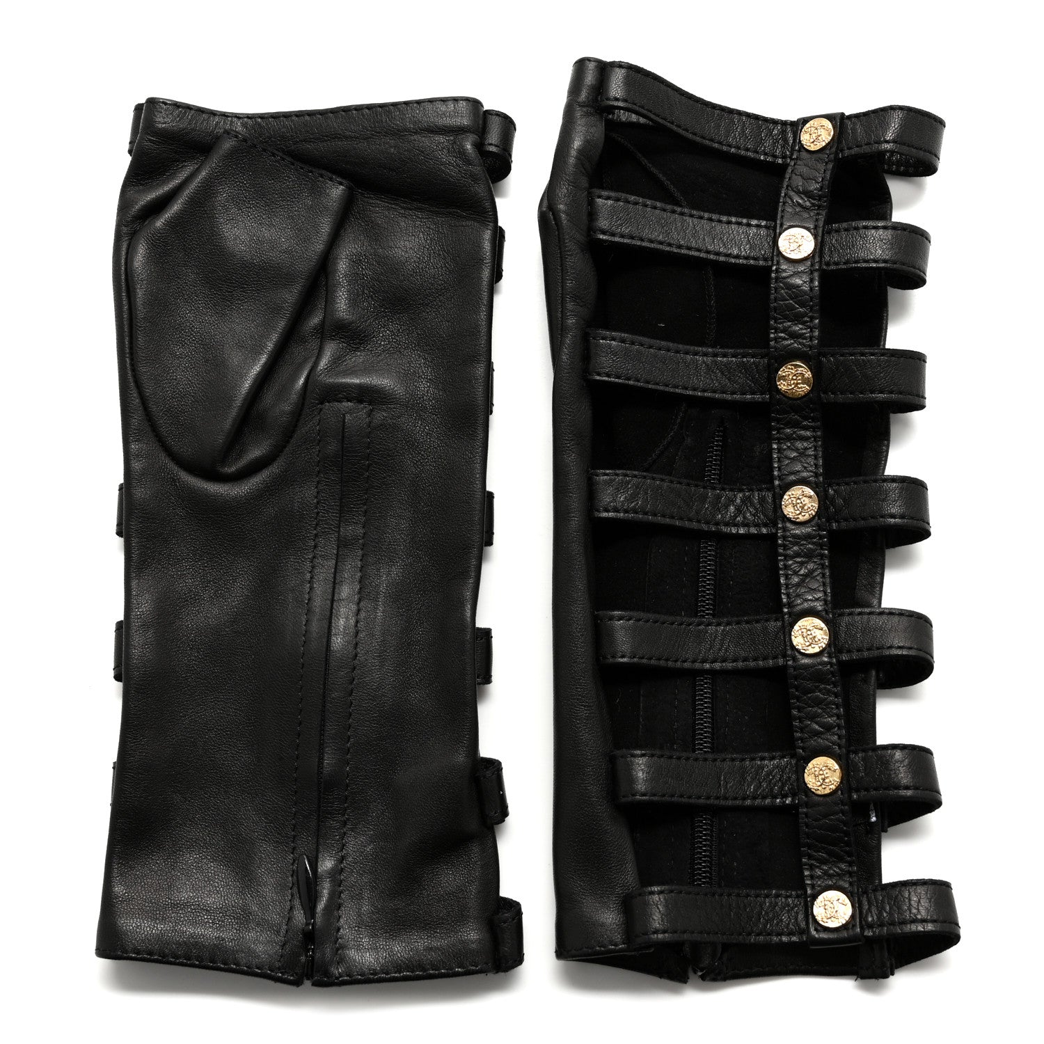Calfskin Fingerless Gloves 8 Black