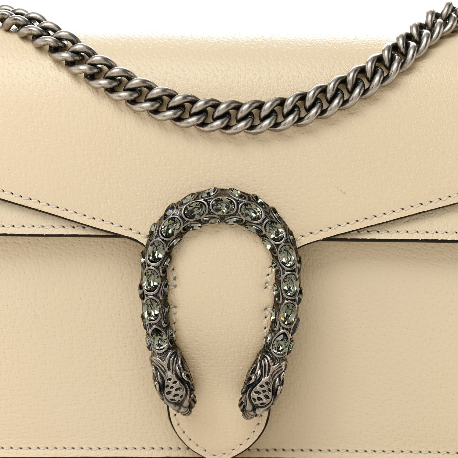 Textured Calfskin Crystal Small Dionysus Shoulder Bag Mystic White