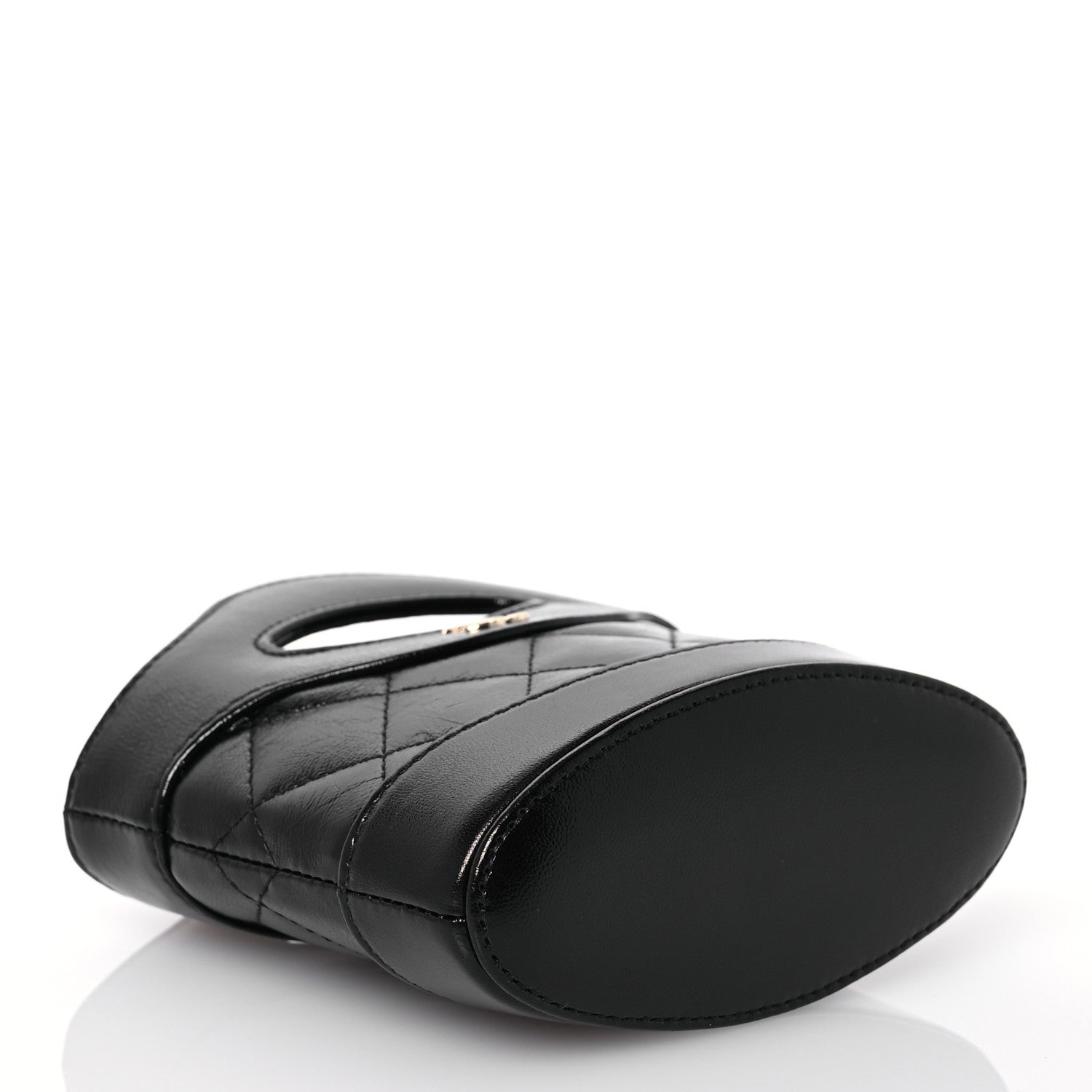 Shiny Lambskin Quilted 31 Nano Clutch With Chain Black