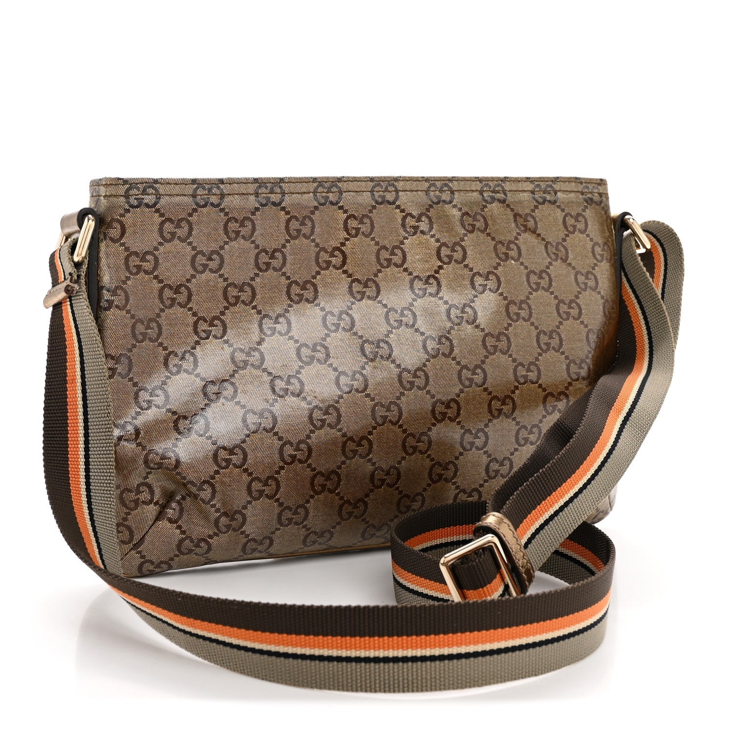 Crystal Monogram Web Small Flat Messenger Crossbody Bronze