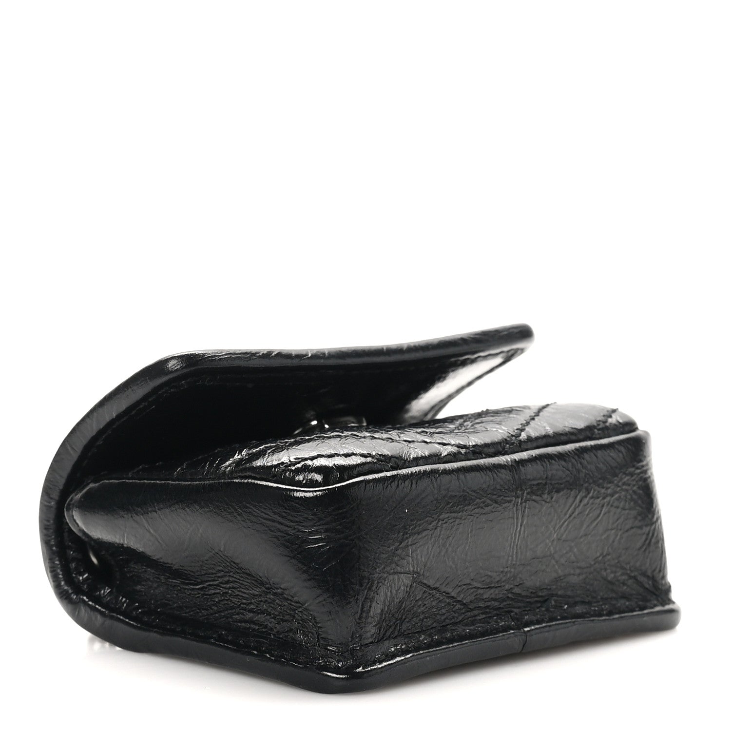 Crinkled Calfskin Matelasse Monogram Niki Airpods Holder Micro Bag Black