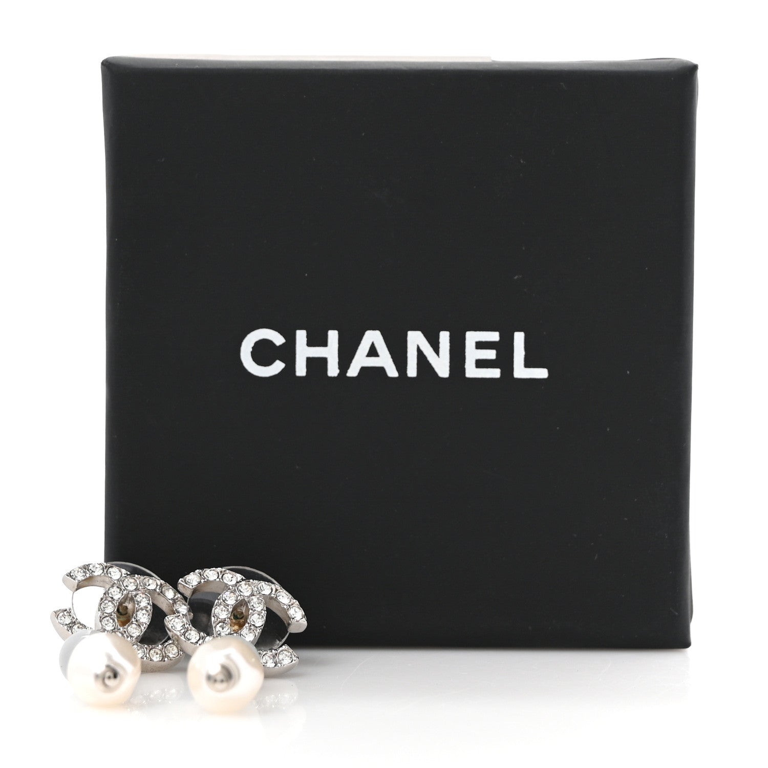 Crystal Pearl CC Drop Earrings Gold