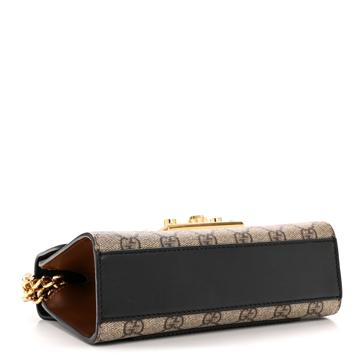 GG Supreme Monogram Calfskin Small Padlock Shoulder Bag Beige Black Cuir