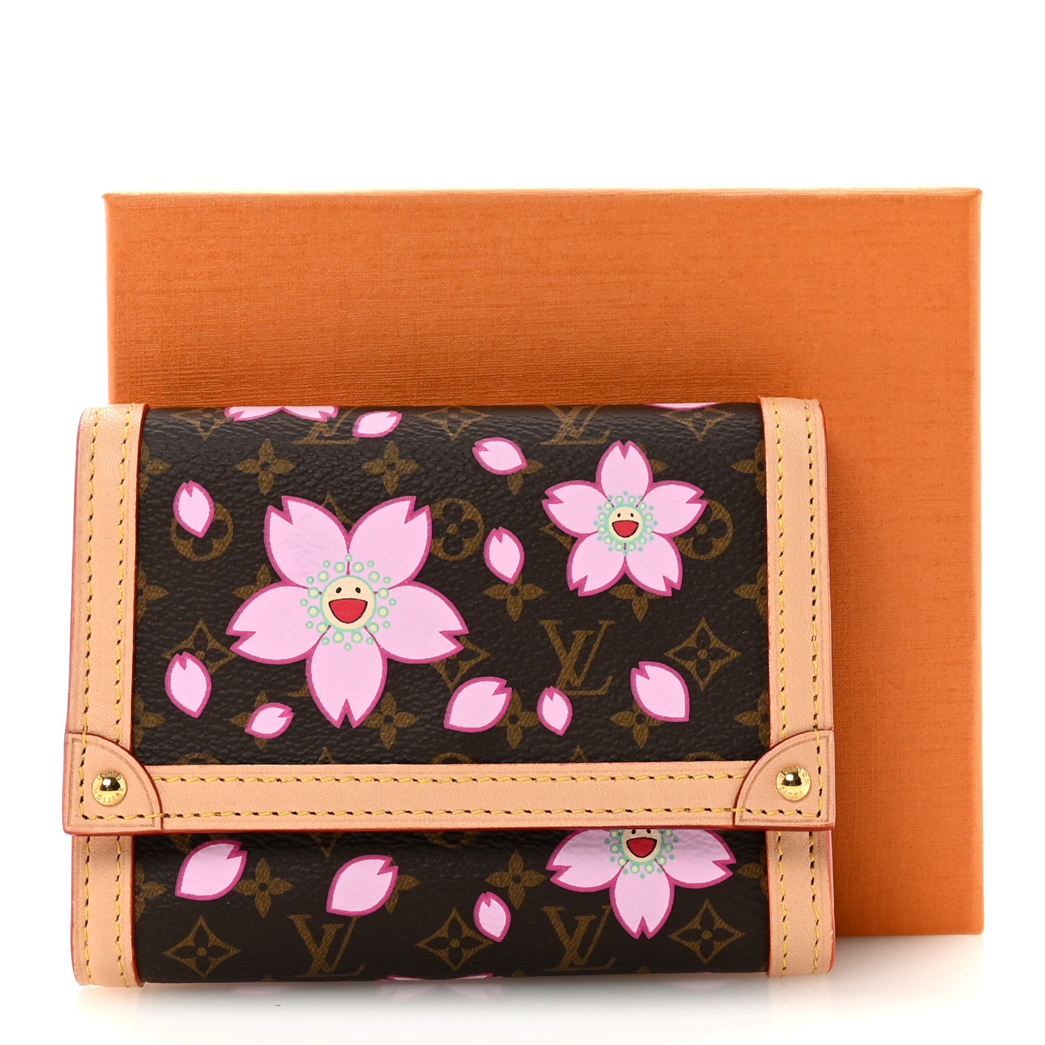 LV X TM Monogram Cherry Blossom Victorine Wallet Sakura Brown