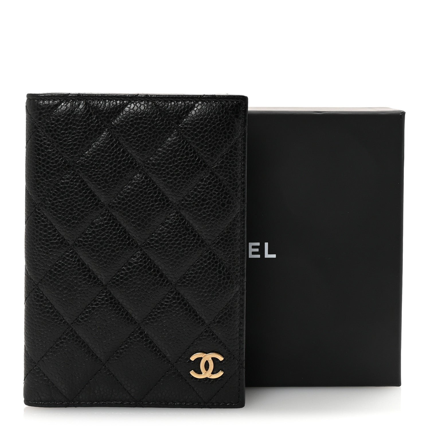 Caviar Quilted Passport Holder Black