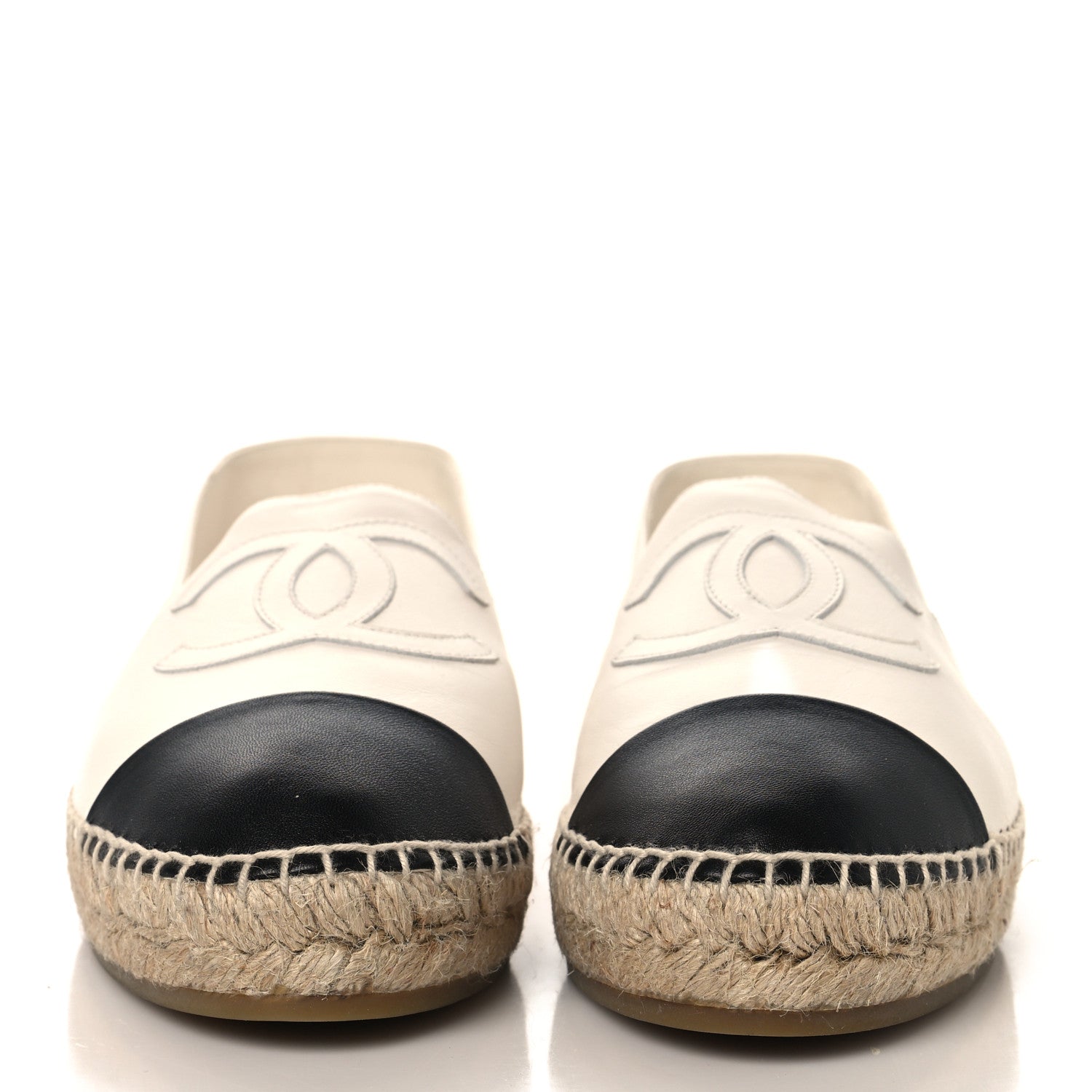 Lambskin CC Espadrilles 40 White Black