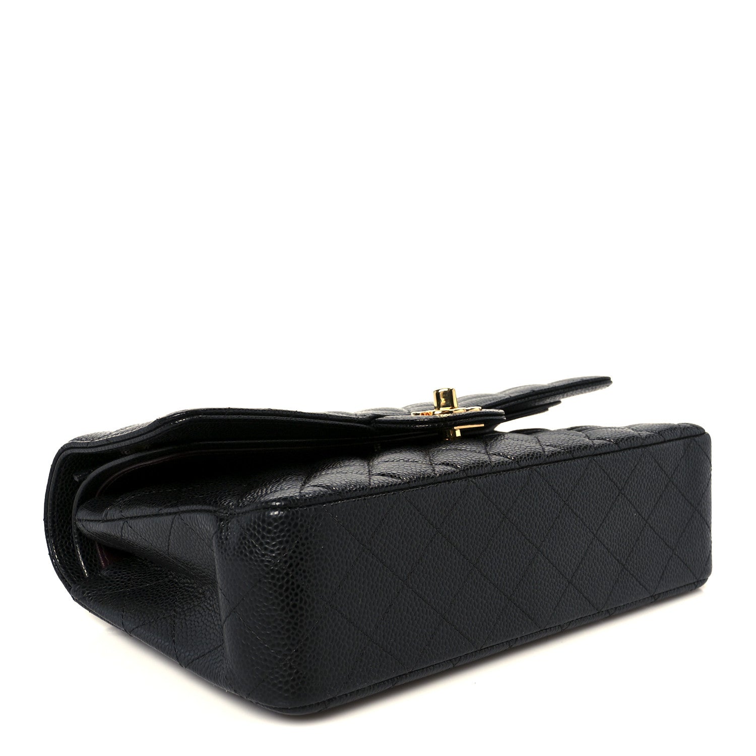 Caviar Quilted Medium Double Flap Black