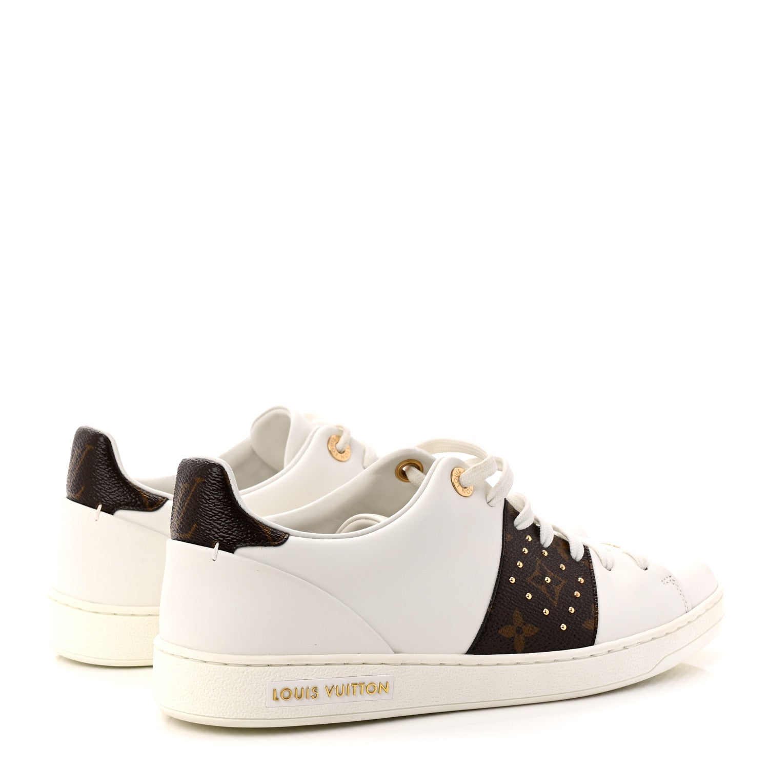Calfskin Monogram Stud Front Row Sneaker 39 White