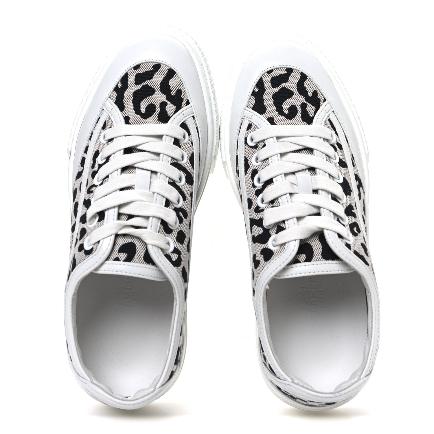 Canvas Calfskin Leopard Get Sneakers 36.5 Prunoir White