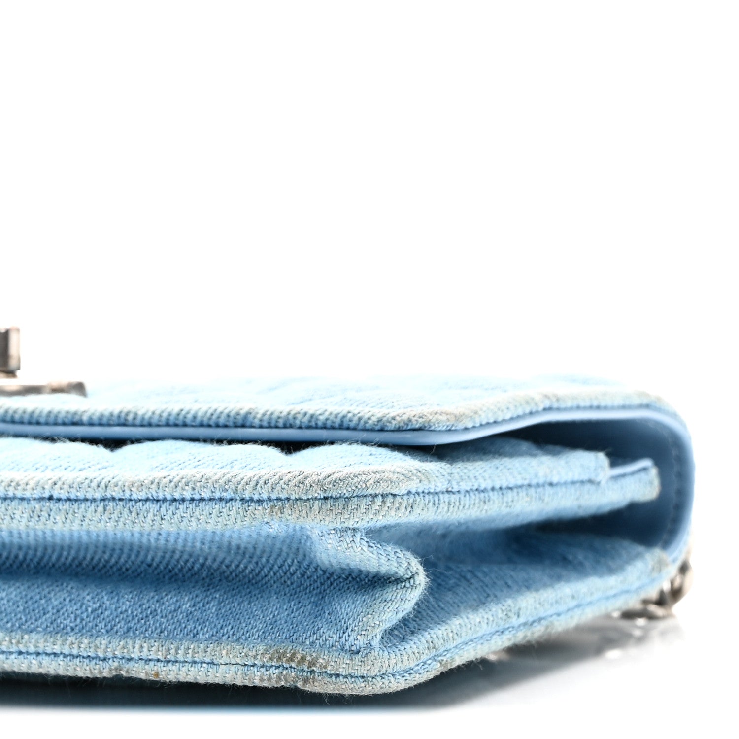 Denim Quilted Sweetheart Wallet On Chain WOC Blue