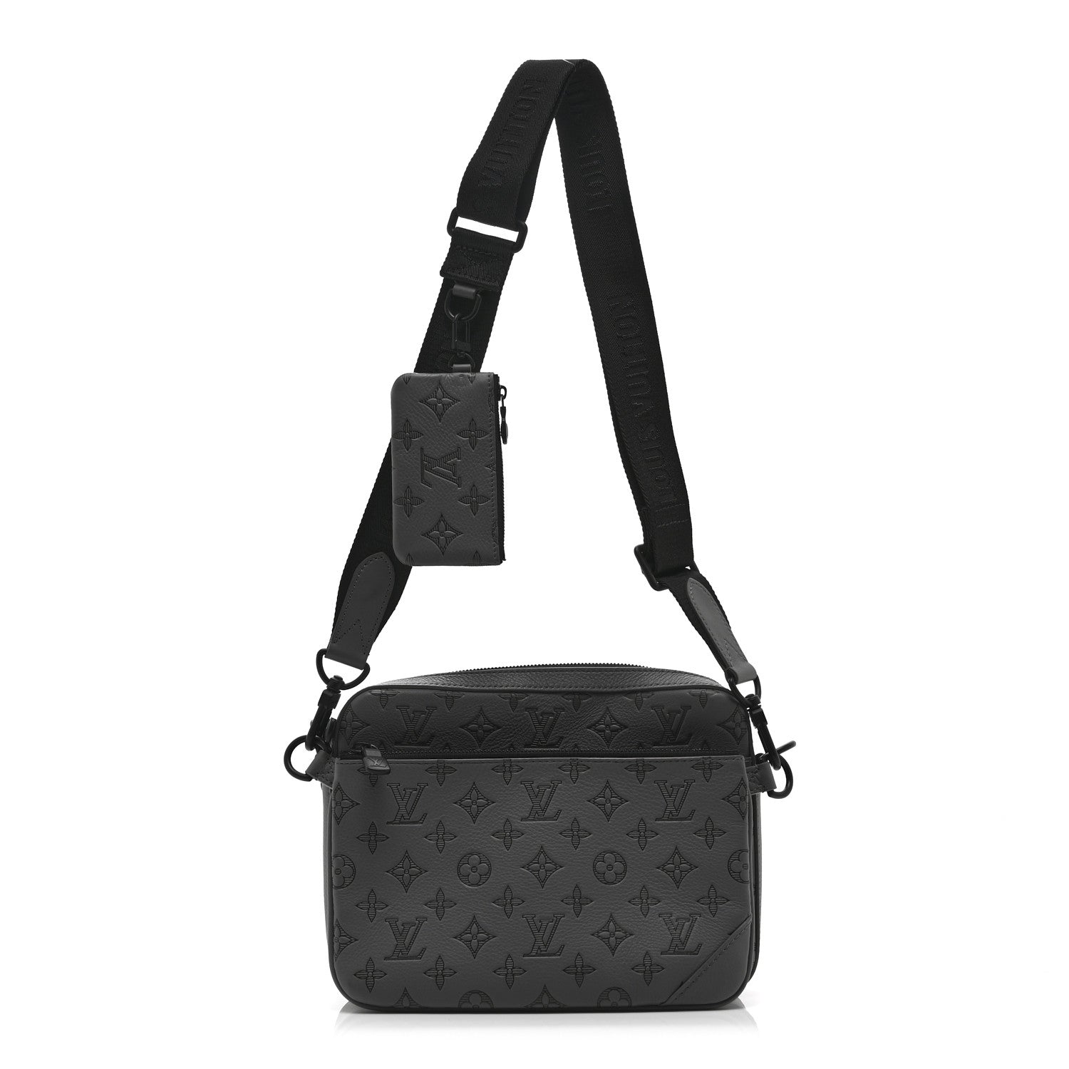 Calfskin Monogram Shadow Trio Messenger Anthracite Gray