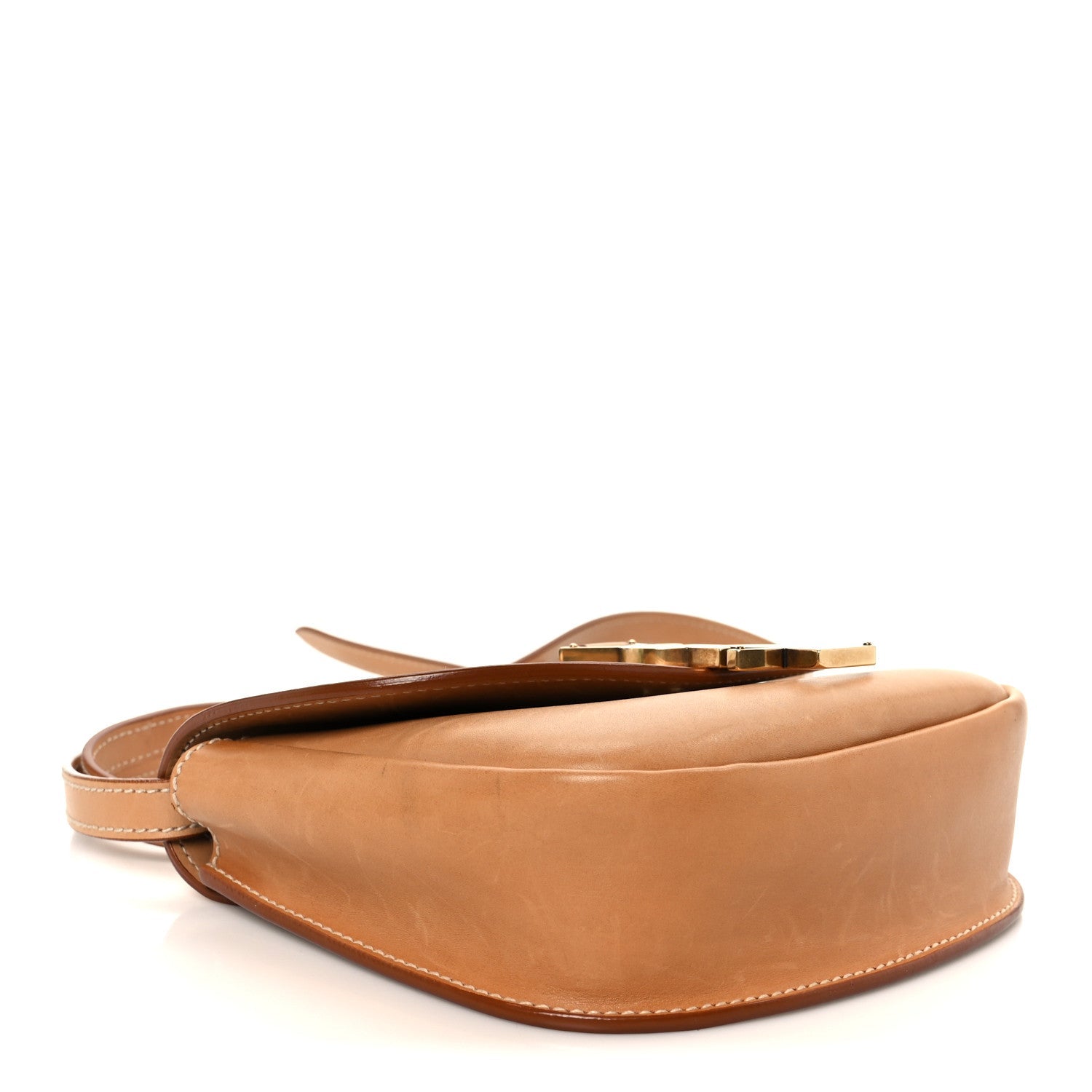 Smooth Vintage Calfskin Small Kaia Satchel Brown Gold