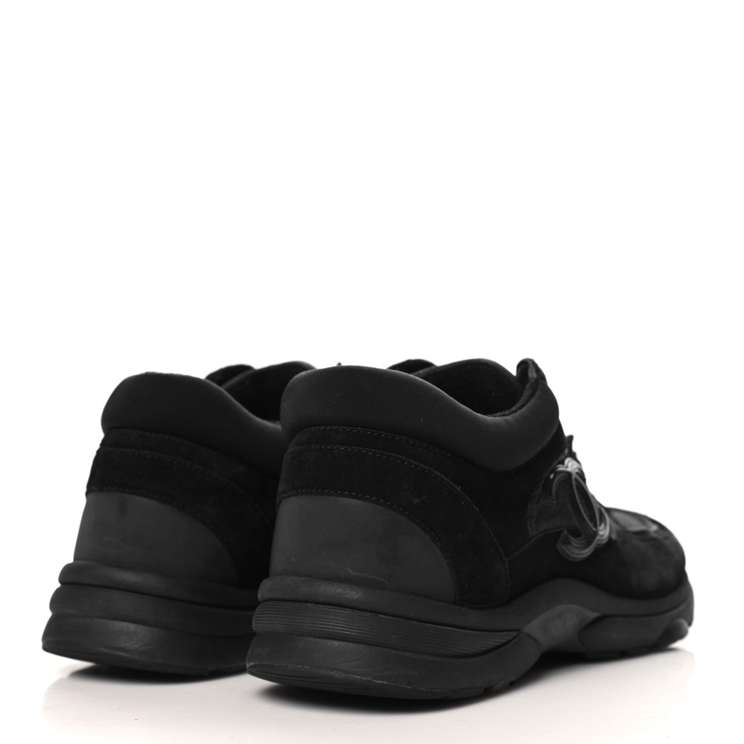 Nylon Calfskin Suede CC Sneakers 39 Black