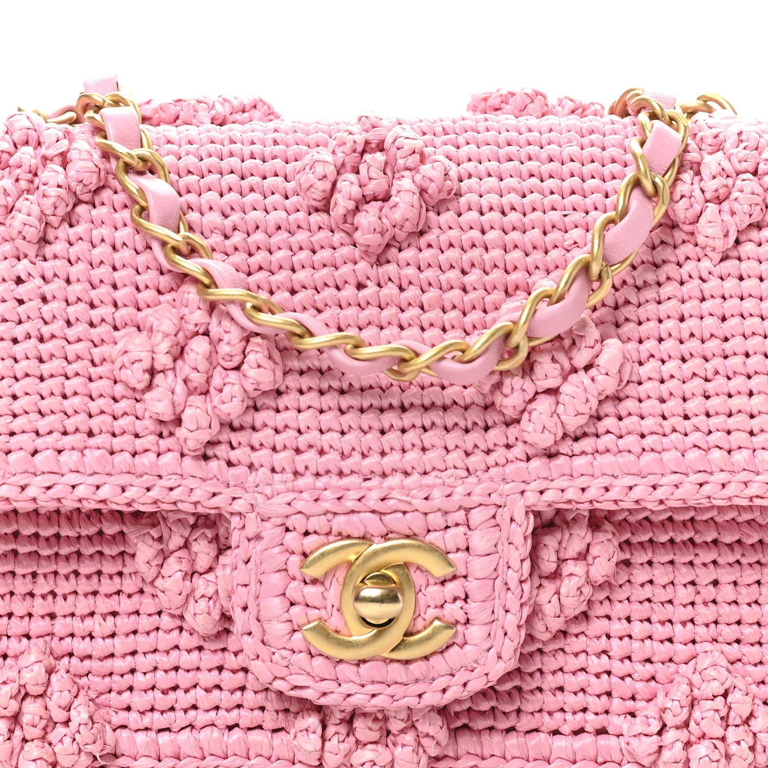 Raffia Small Dolce Raffia Flap Bag Pink