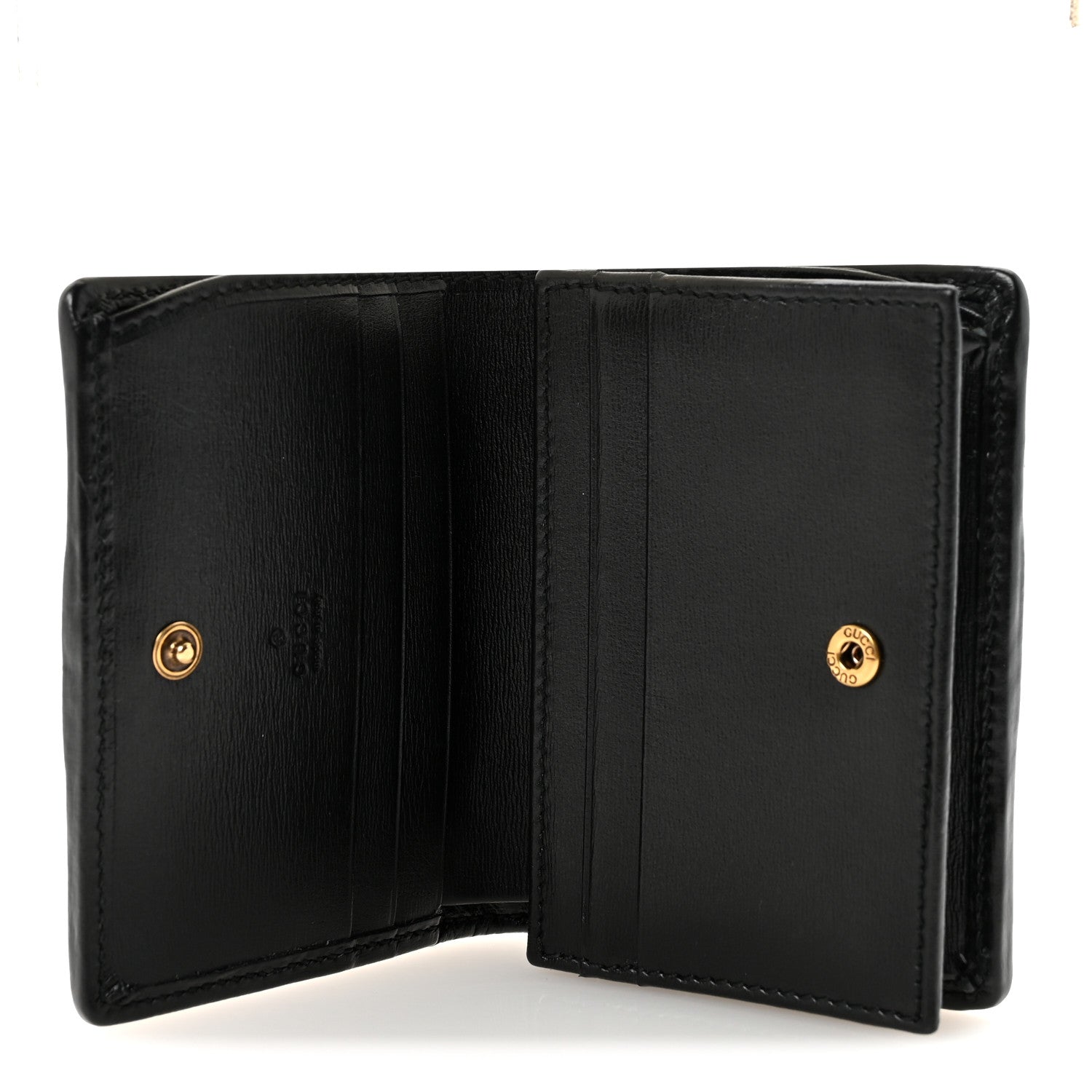 Calfskin Web Trapuntata GG Marmont Card Case Wallet Black