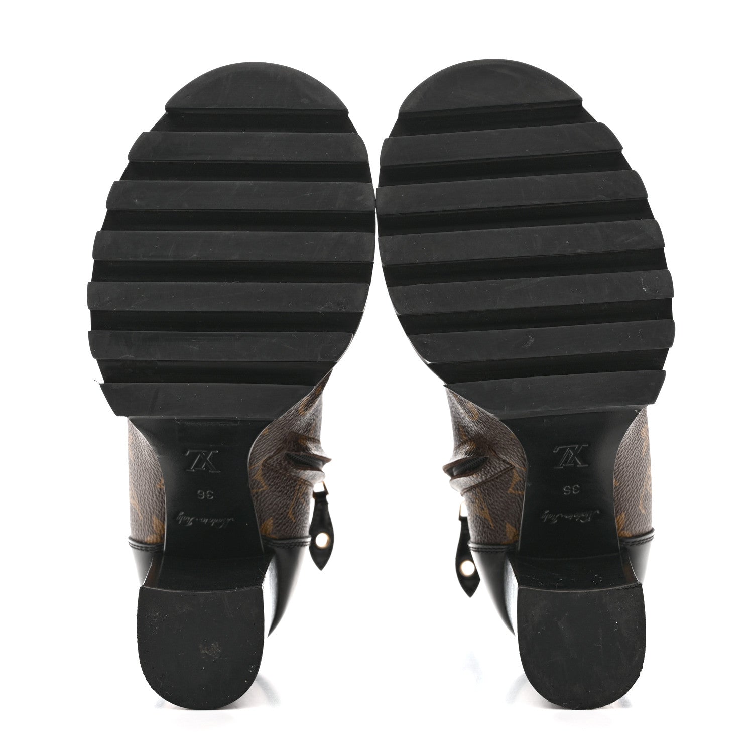 Patent Calfskin Monogram Star Trail Ankle Boots 36 Black