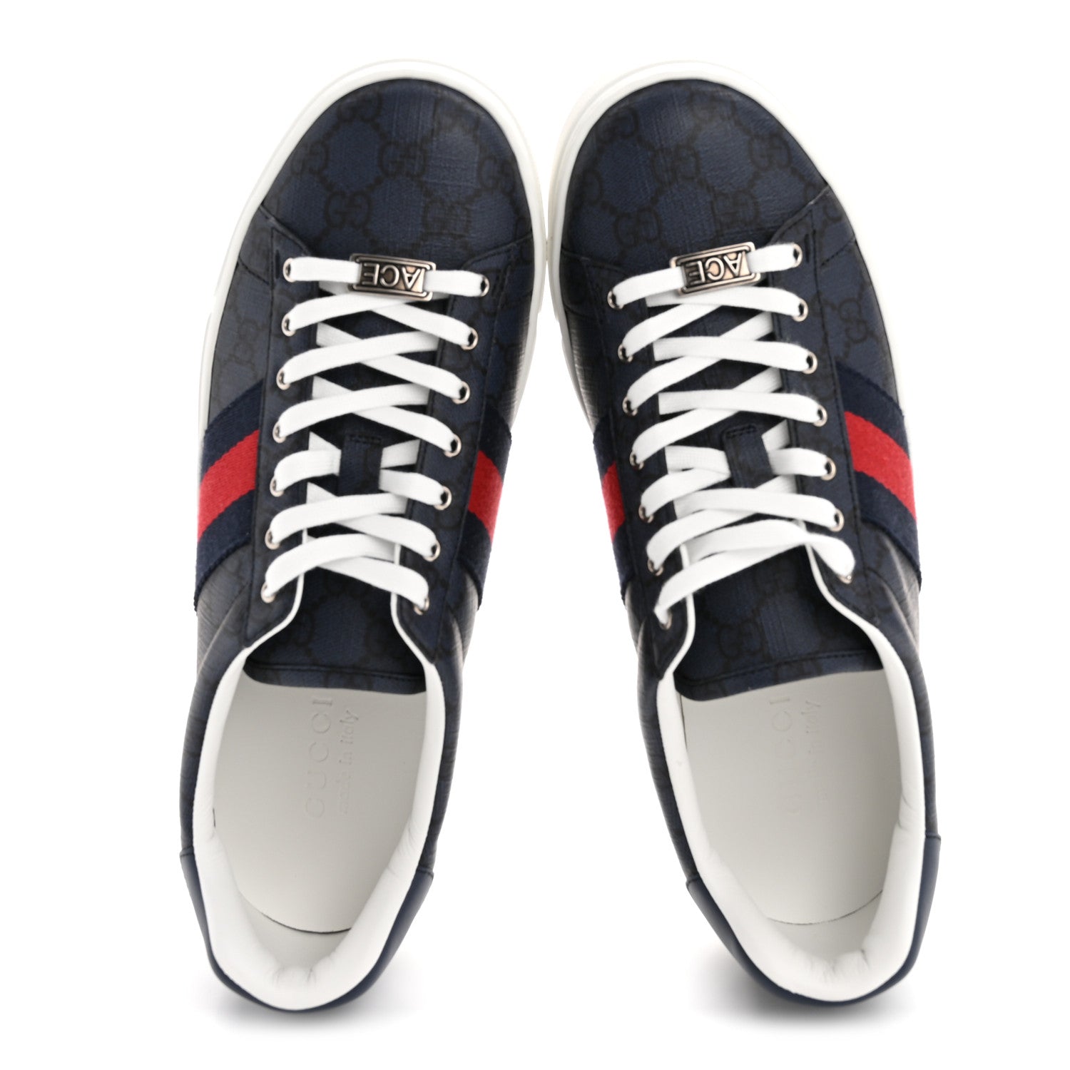 GG Supreme Monogram Web Mens New Ace Sneakers 8.5 Dark Blue