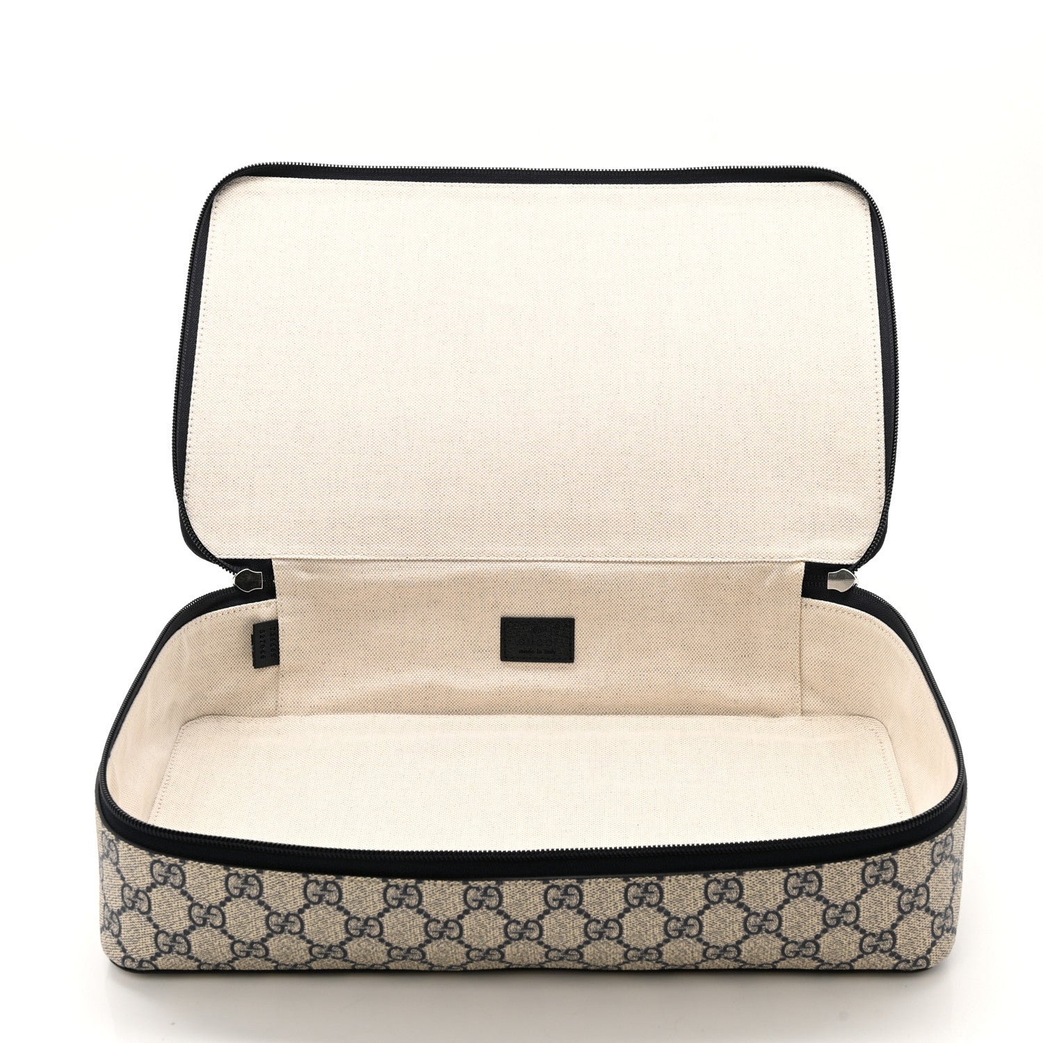GG Supreme Monogram Medium Packing Cube Beige Blue