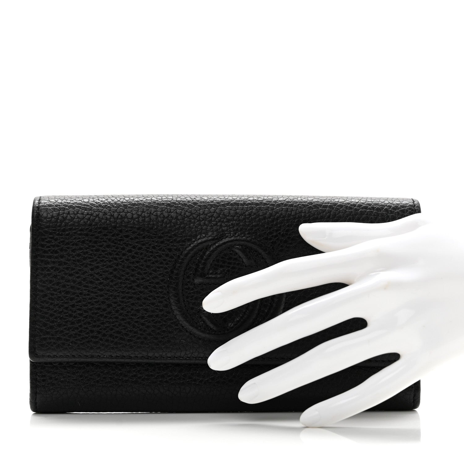 Pebbled Calfskin Large Soho Continental Wallet Black