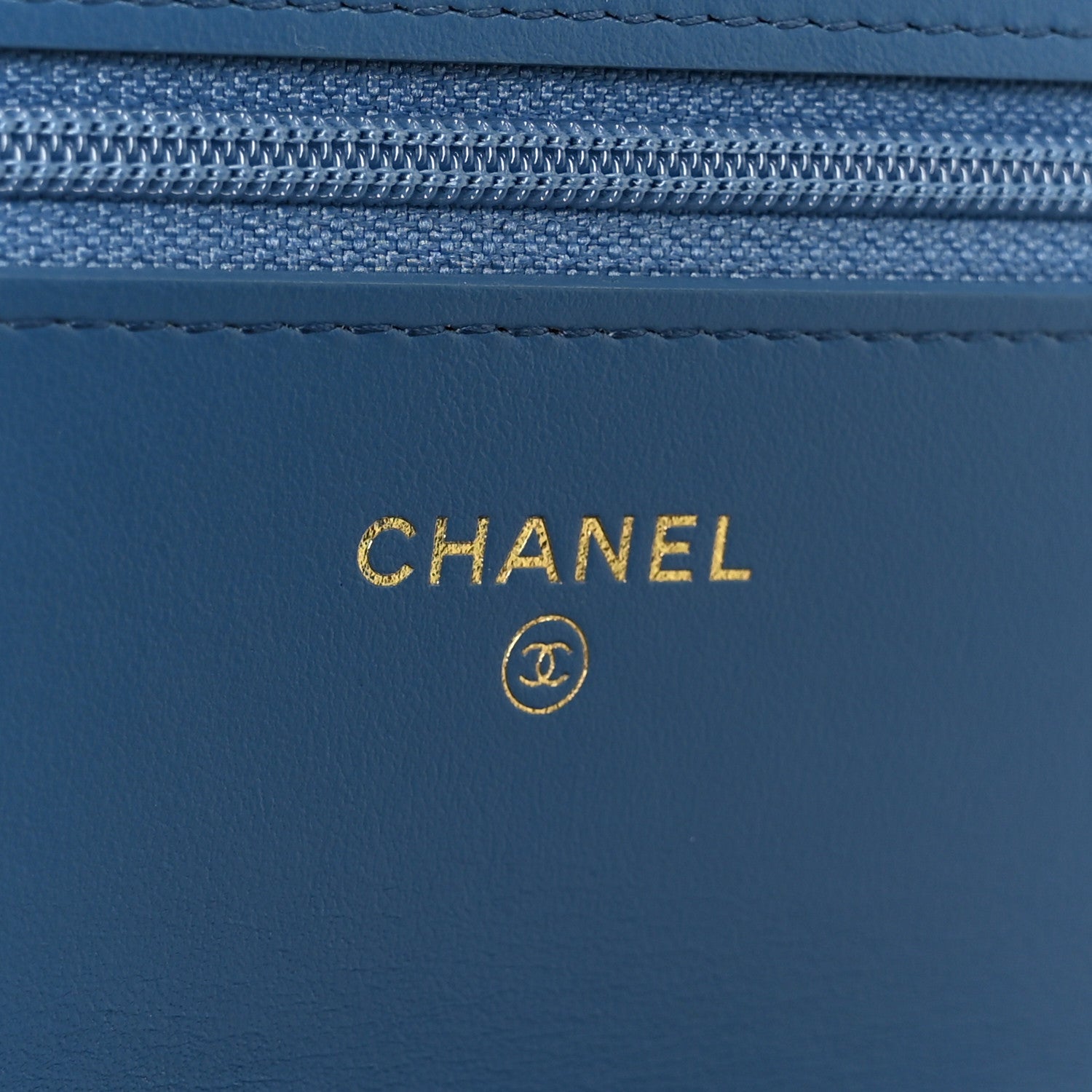 Denim Quilted Chanel 19 Wallet On Chain WOC Blue