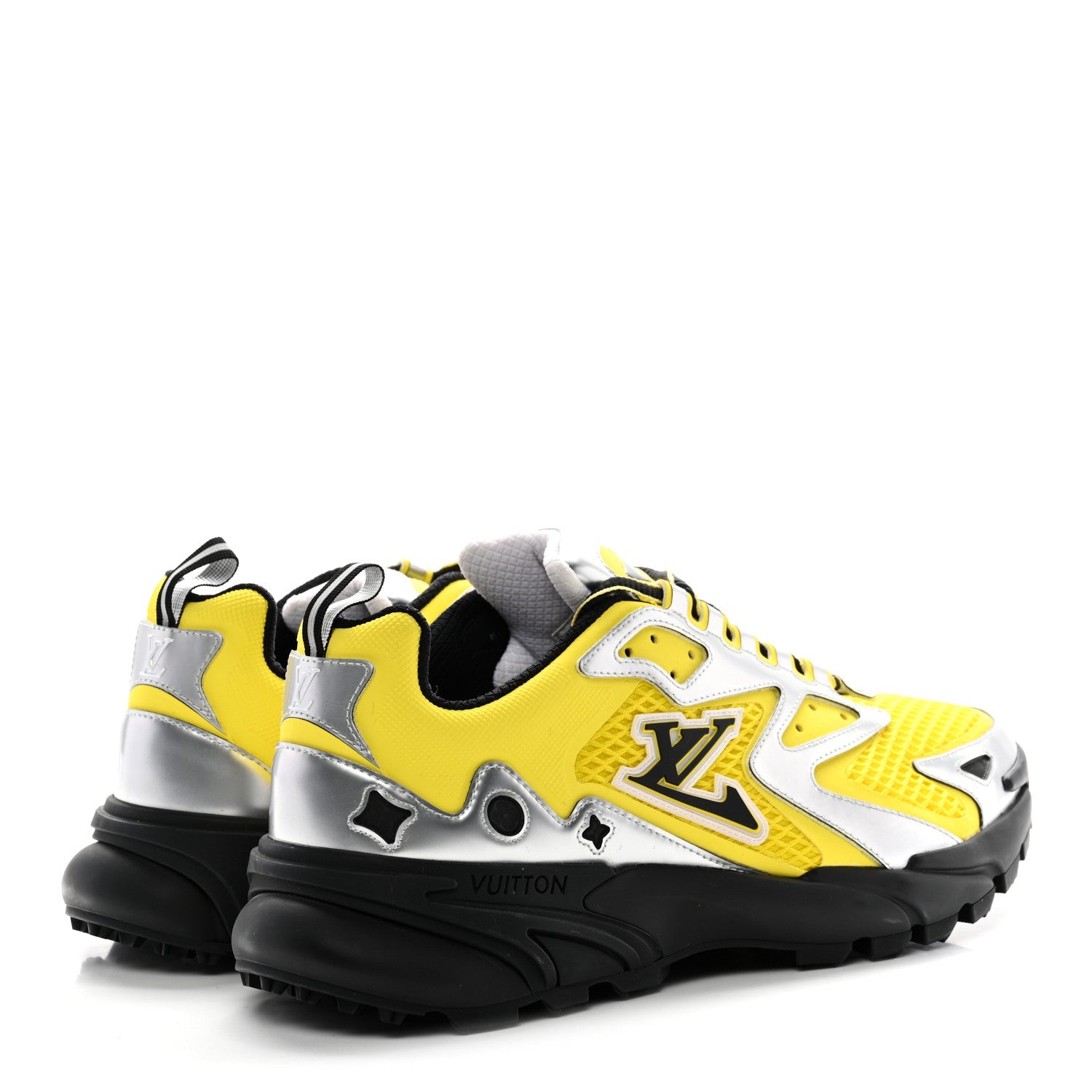 Metallic Calfskin Mesh Mens LV Runner Tatic Sneakers 8 Yellow