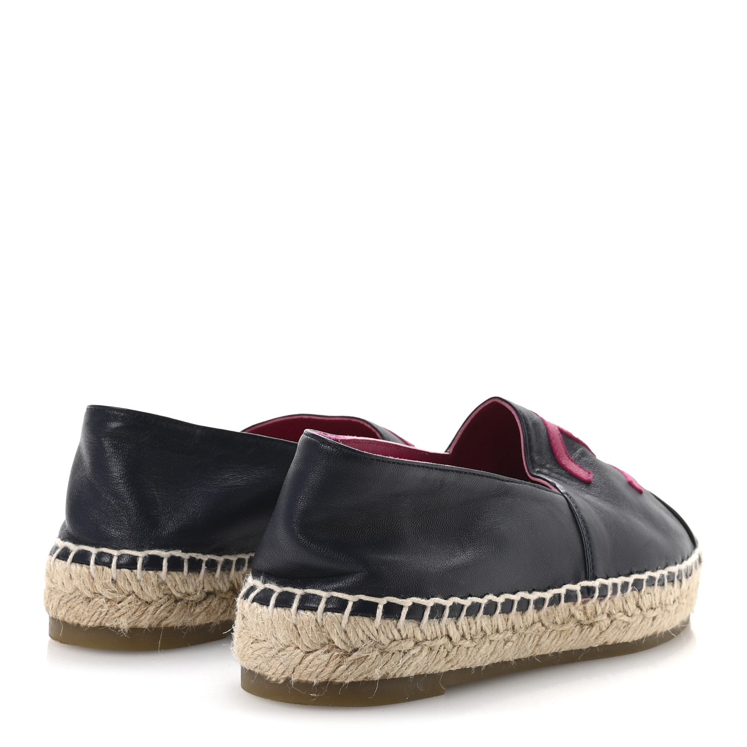 Lambskin CC Espadrilles 37 Navy Fuchsia Black