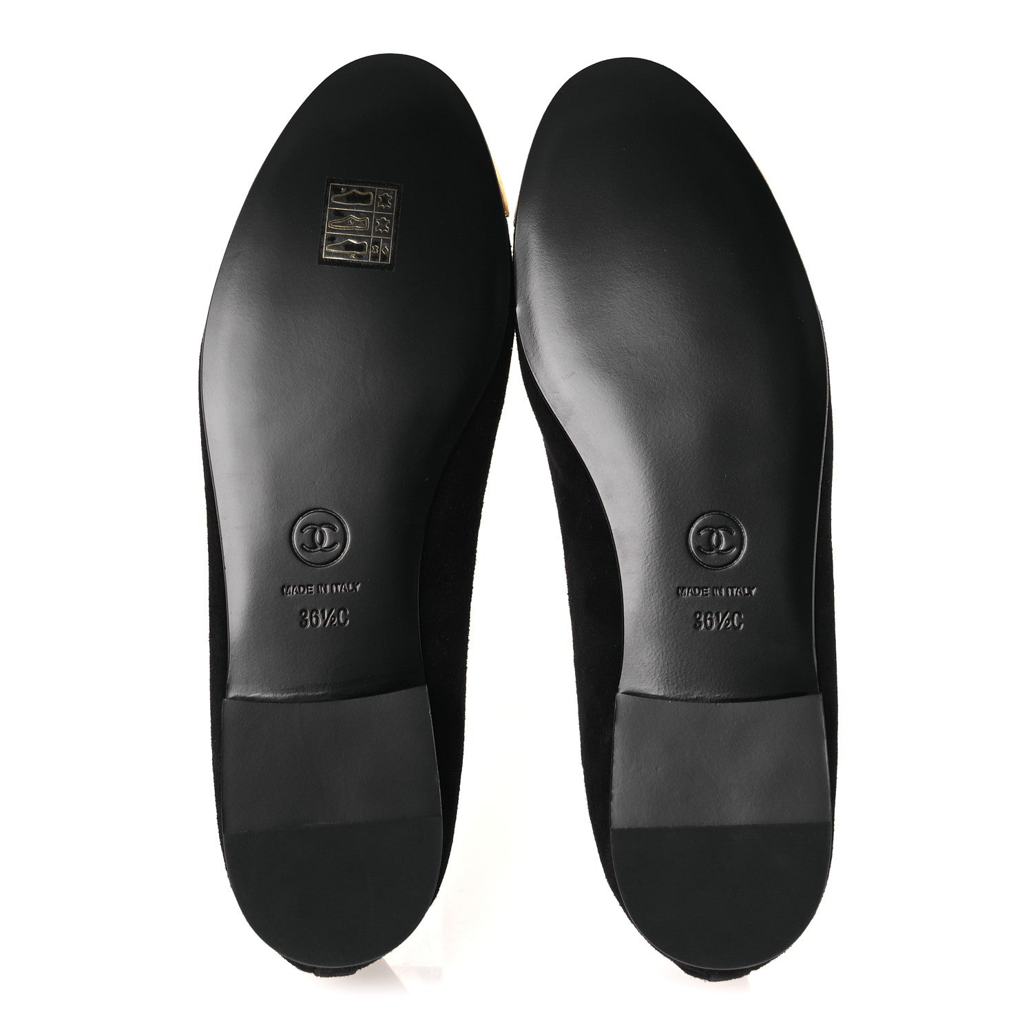 Suede Crackled Laminated Calfskin Cap Toe Ballerina Flats 36.5 Black Gold