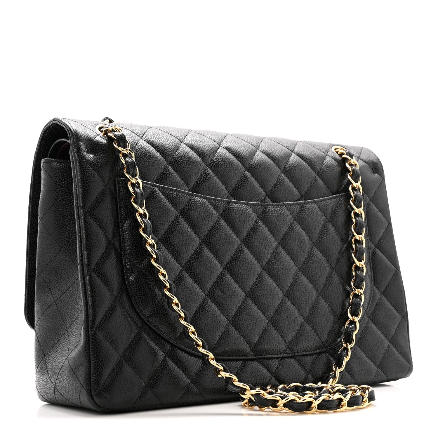 Caviar Quilted Maxi Double Flap  Black