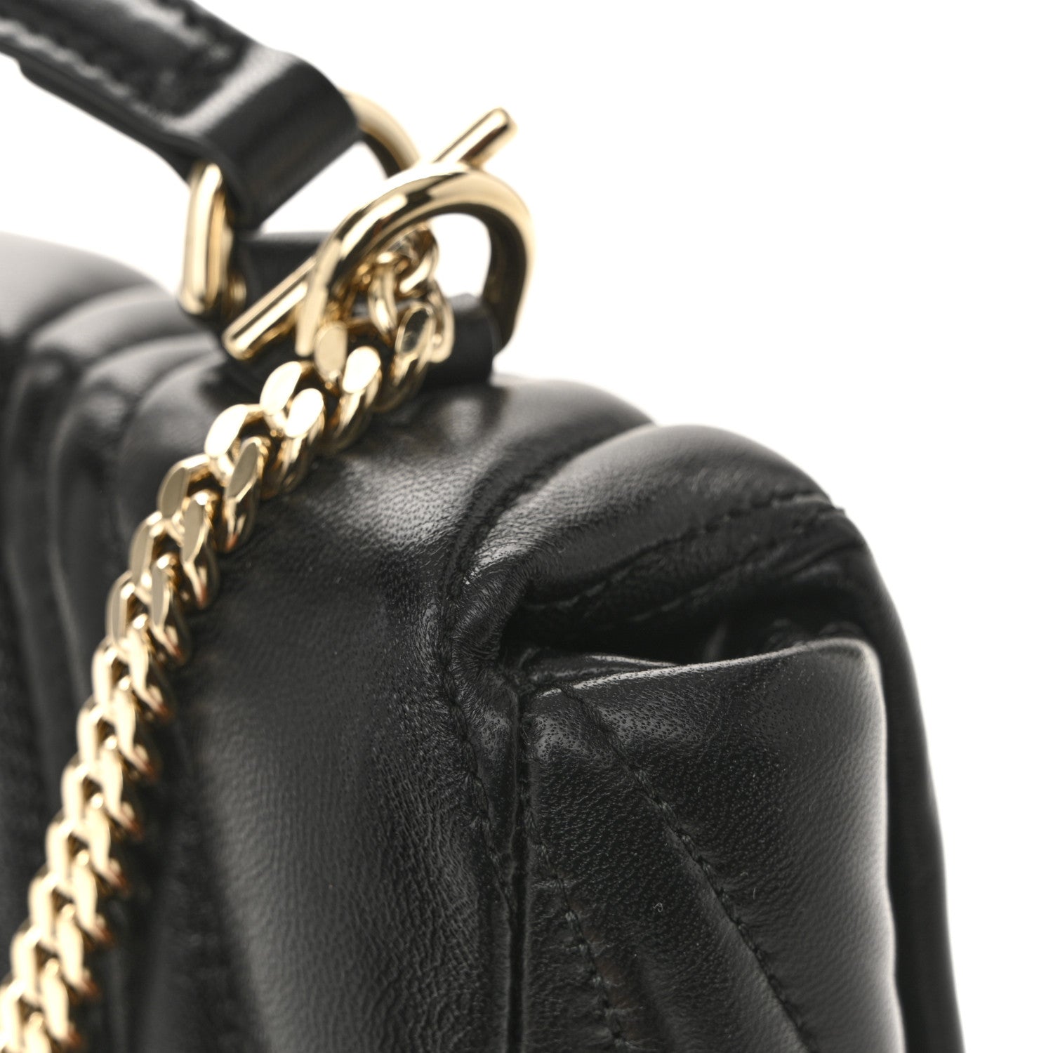 Lambskin Quilted Mini GG Milano Top Handle Shoulder Bag Black